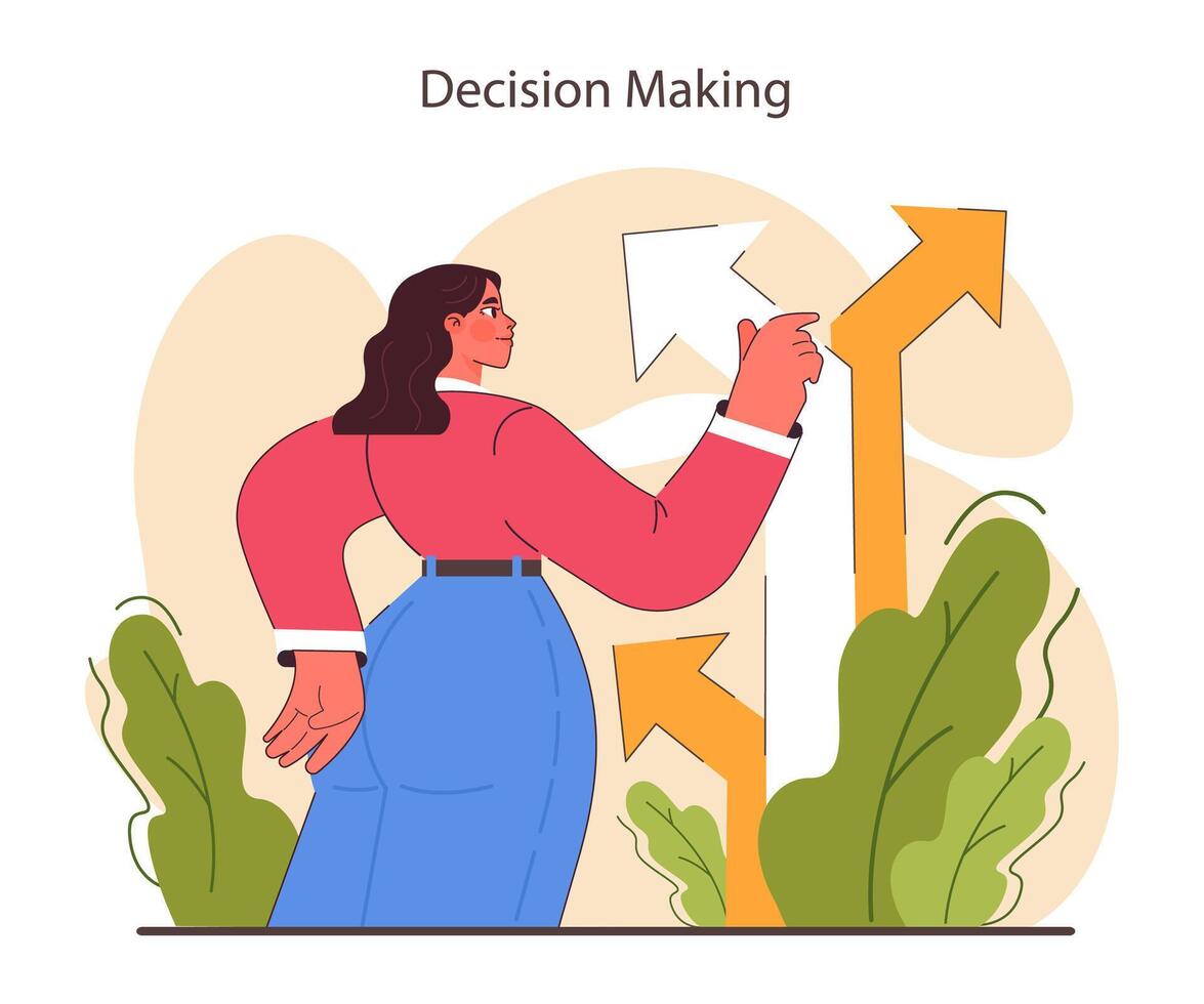 Decision-making set. Strategic thinking, brainstorming and solution research. vector