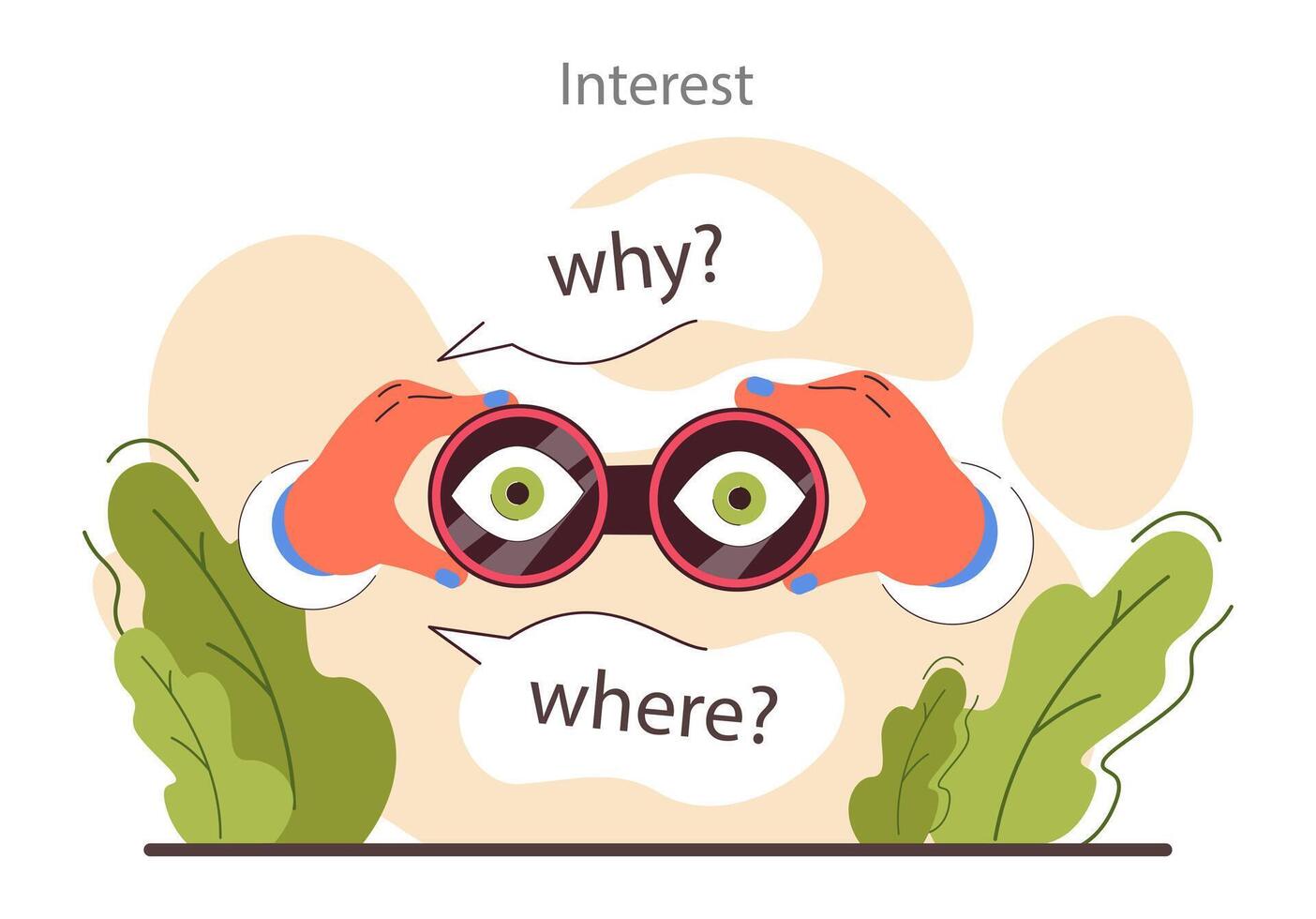 Curiosity set. Inquisitiveness and openness to new ideas and concepts. vector