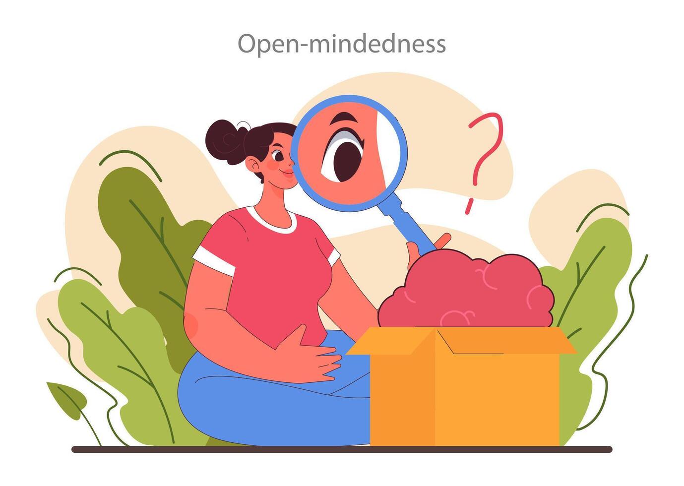 Open-mindedness. Thinking outside the box. Creativity and brainstorming vector