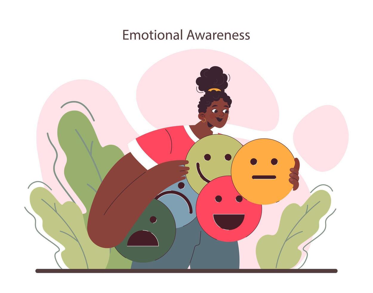 Emotional awareness. Emotion balance and resilience skill. EQ vector