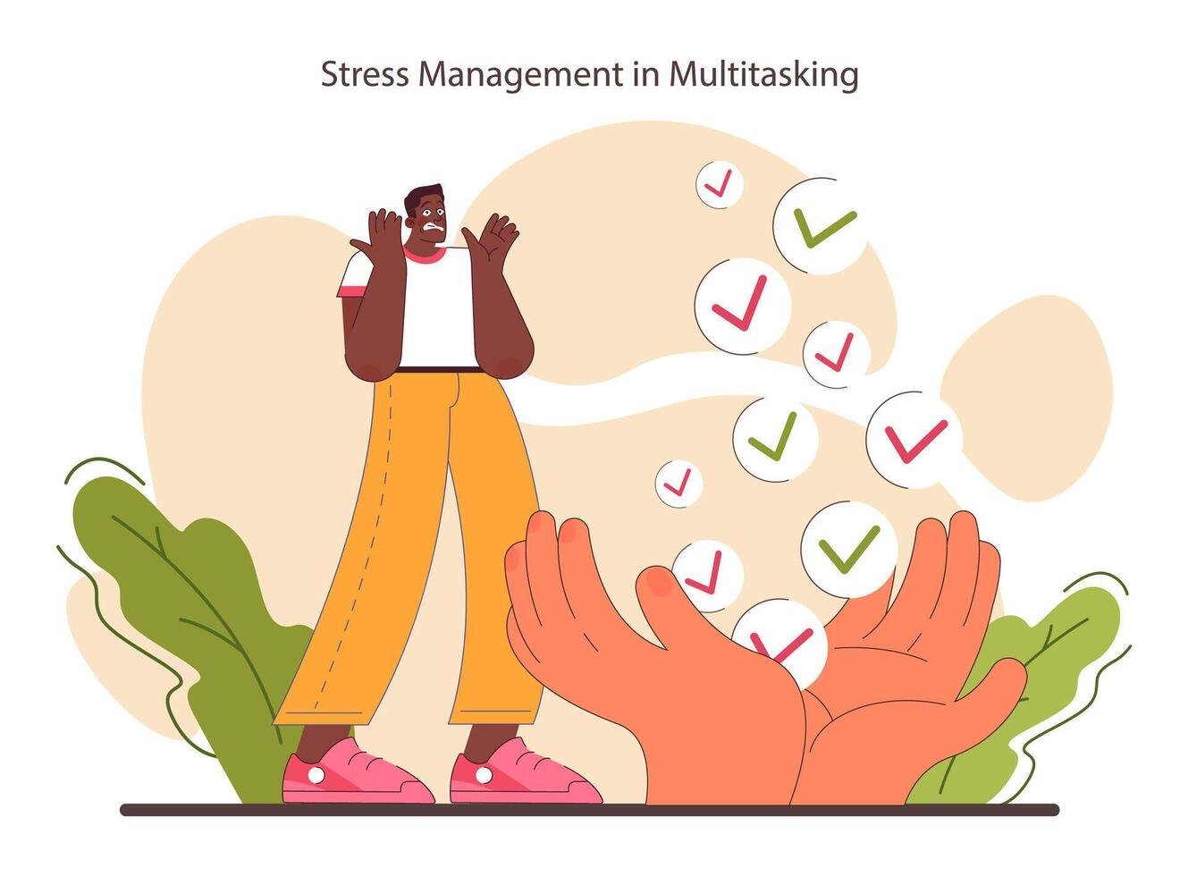 Stress management in multitasking. Effective and competent office vector