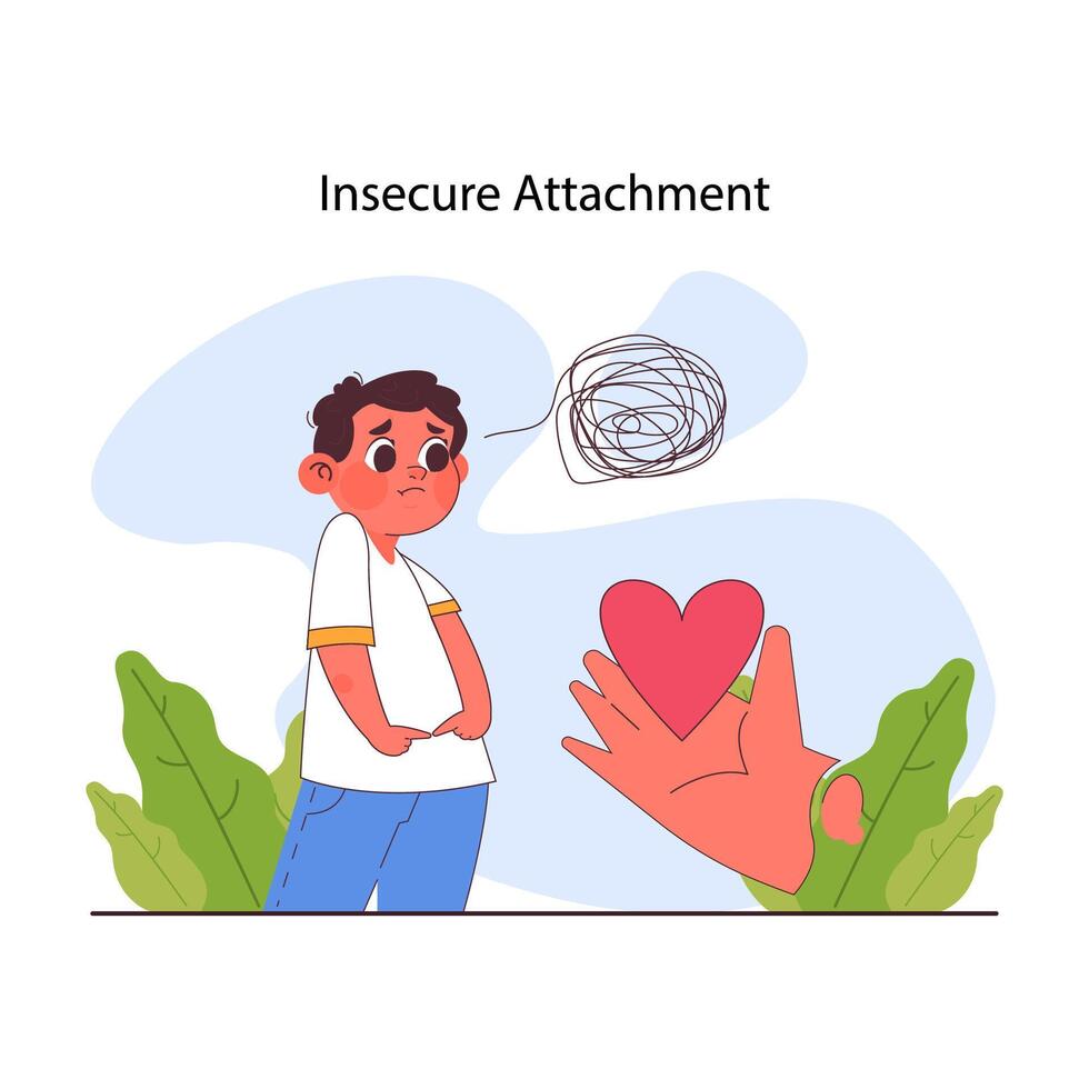 Attachment theory. Insecure attachment style in parents and kid relationship. vector
