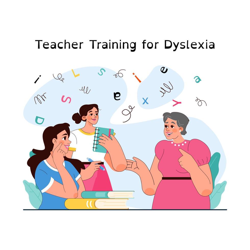Dyslexia. Learning disorder or disability. Reading, writing or understanding vector