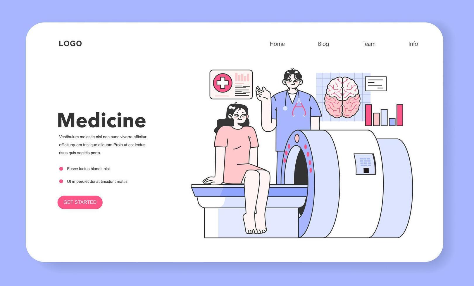 Medical MRI diagnosis and consultation web banner or landing page. vector