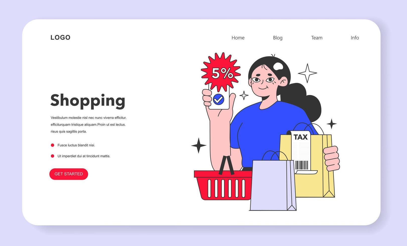 Shopping web banner or landing page. Customer using digital coupons vector