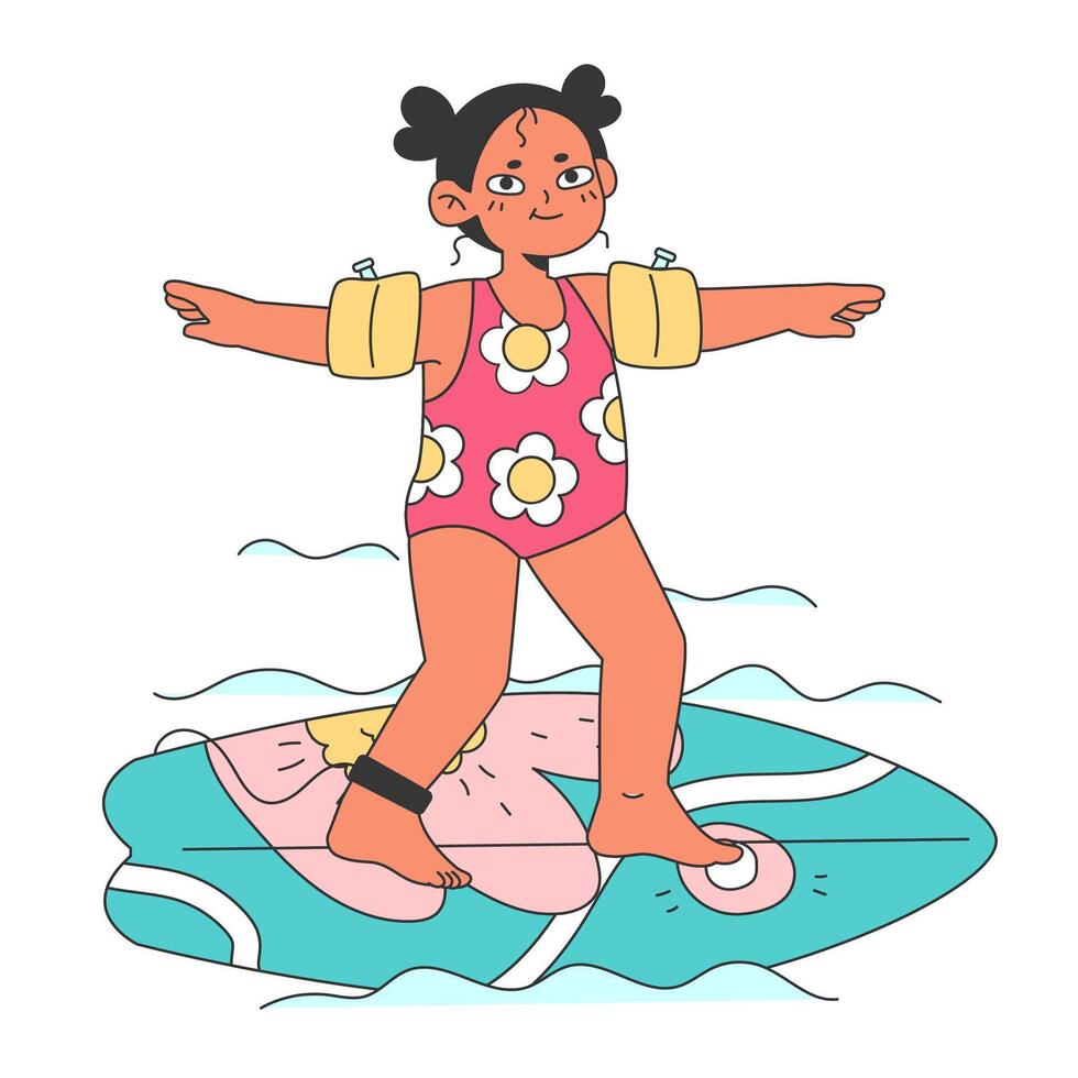 Character in a swimsuit spending time on the beach. vector