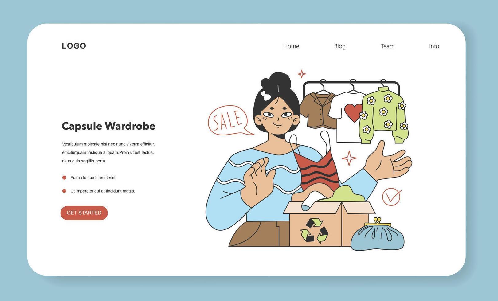 Wardrobe developing web banner or landing page. Character doing vector