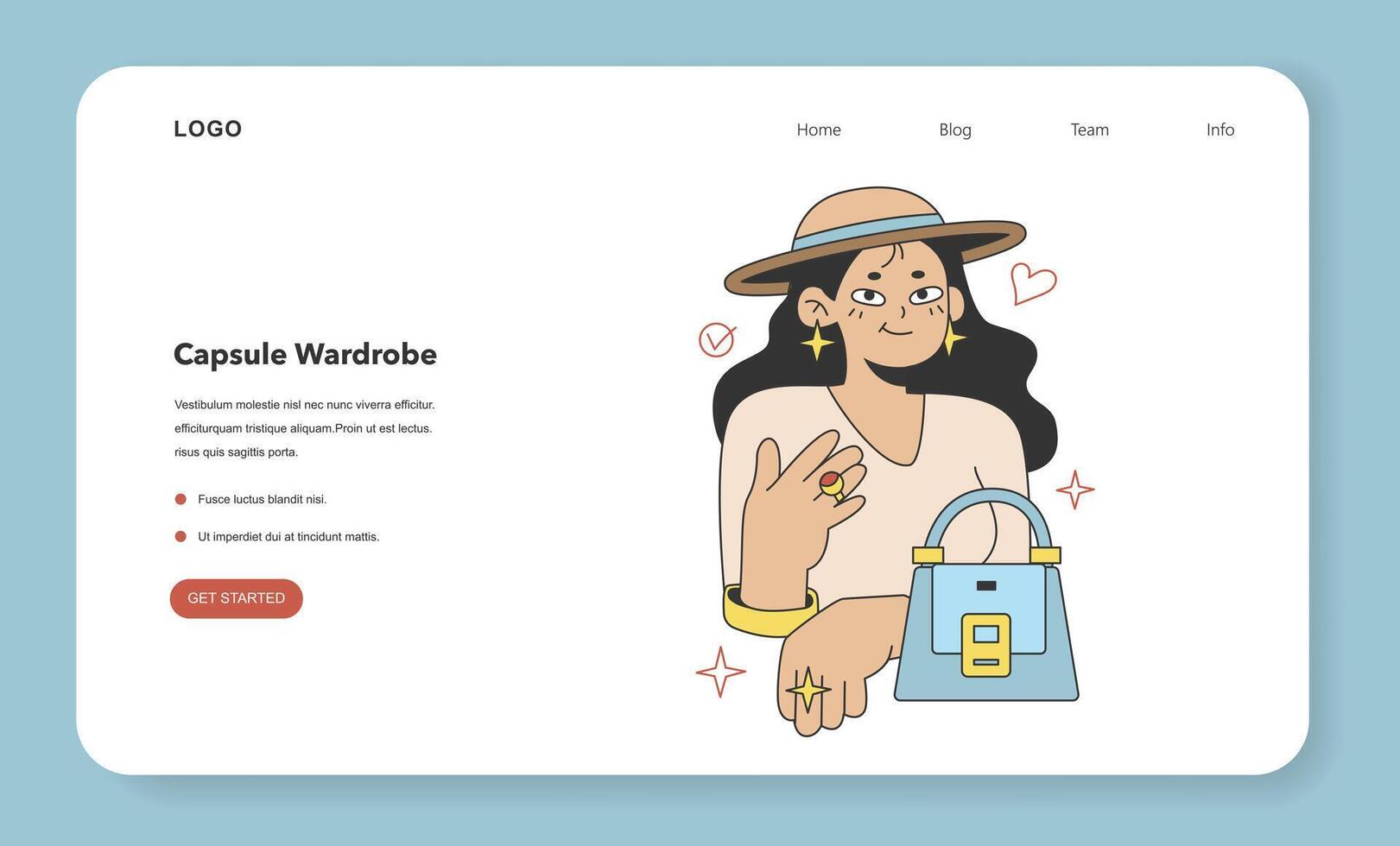 Wardrobe developing web banner or landing page. Character choose vector
