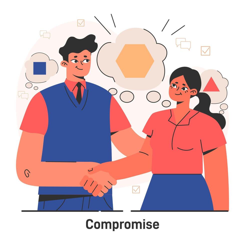 Conflict management. Character with conflict resolution skill. Person vector
