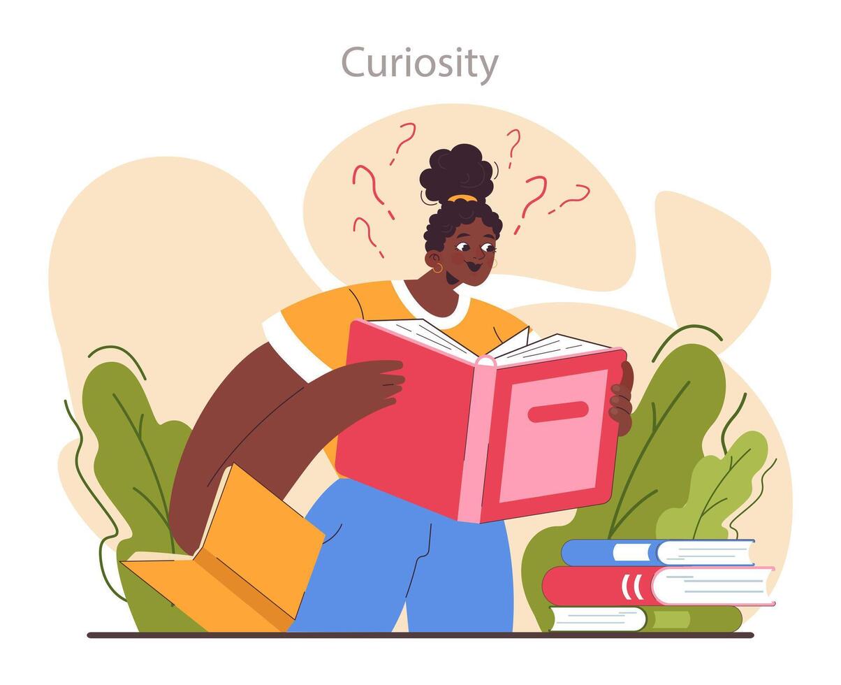 Curiosity set. Inquisitiveness and openness to new ideas and concepts. vector