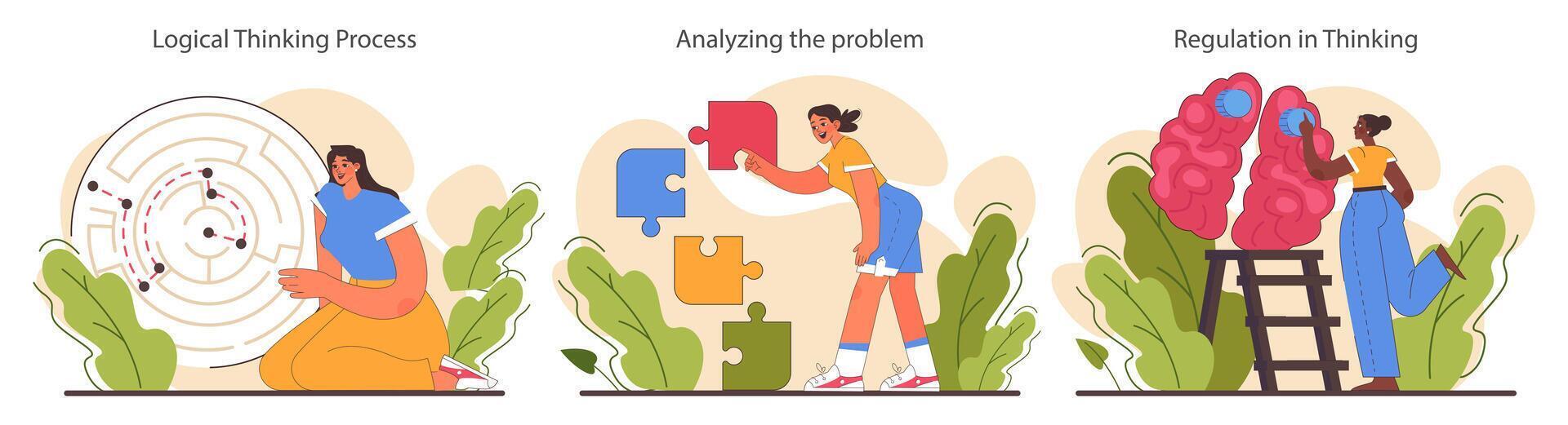 Critical thinking skill set. Strategic decision-making, brainstorming vector
