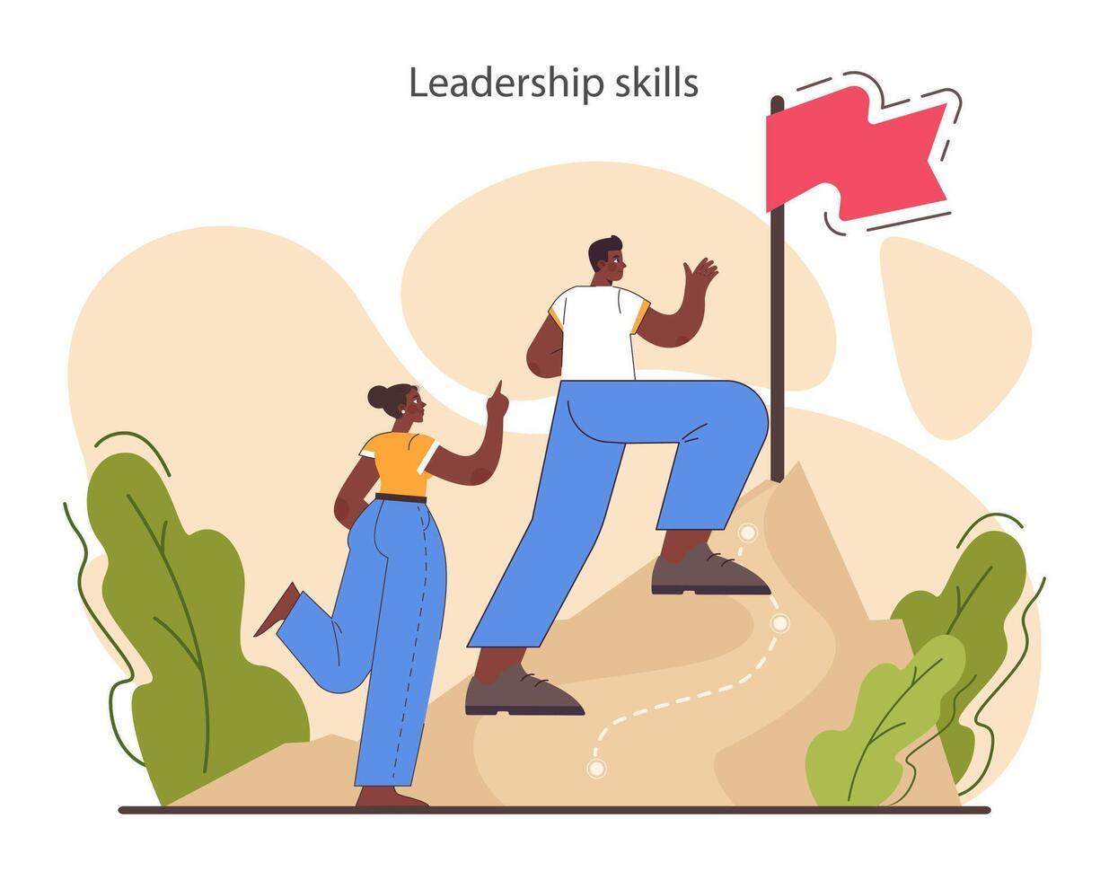 Leadership skill. Top manager professional quality leading a work team vector