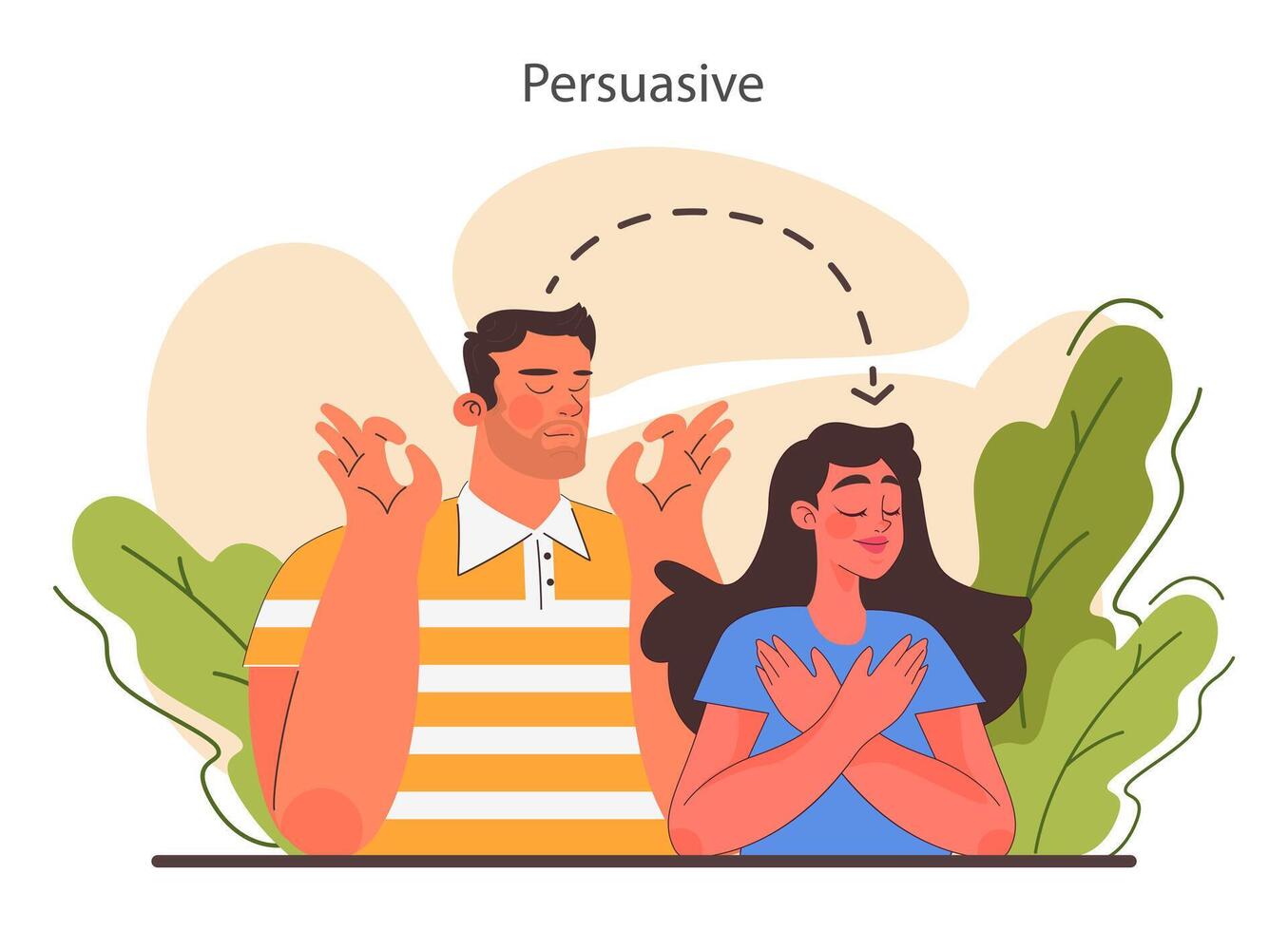 Persuasion. Soft skill, the ability to convince people. Cognitive influence vector