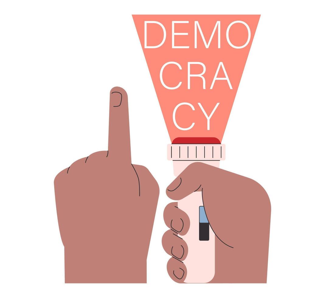 Democracy. Political system, liberty and voting principle. Rule of law vector