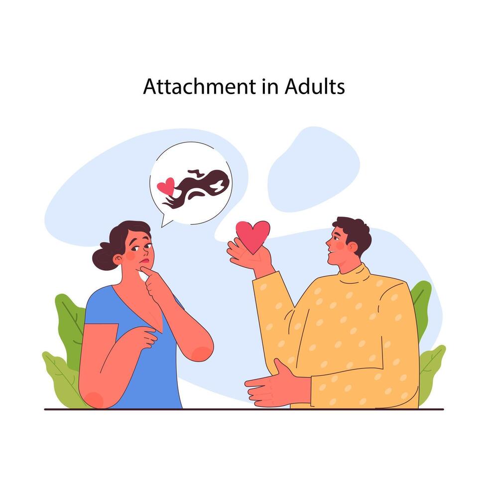 Attachment theory. Avoidant or fearful attachment style in a romantic vector