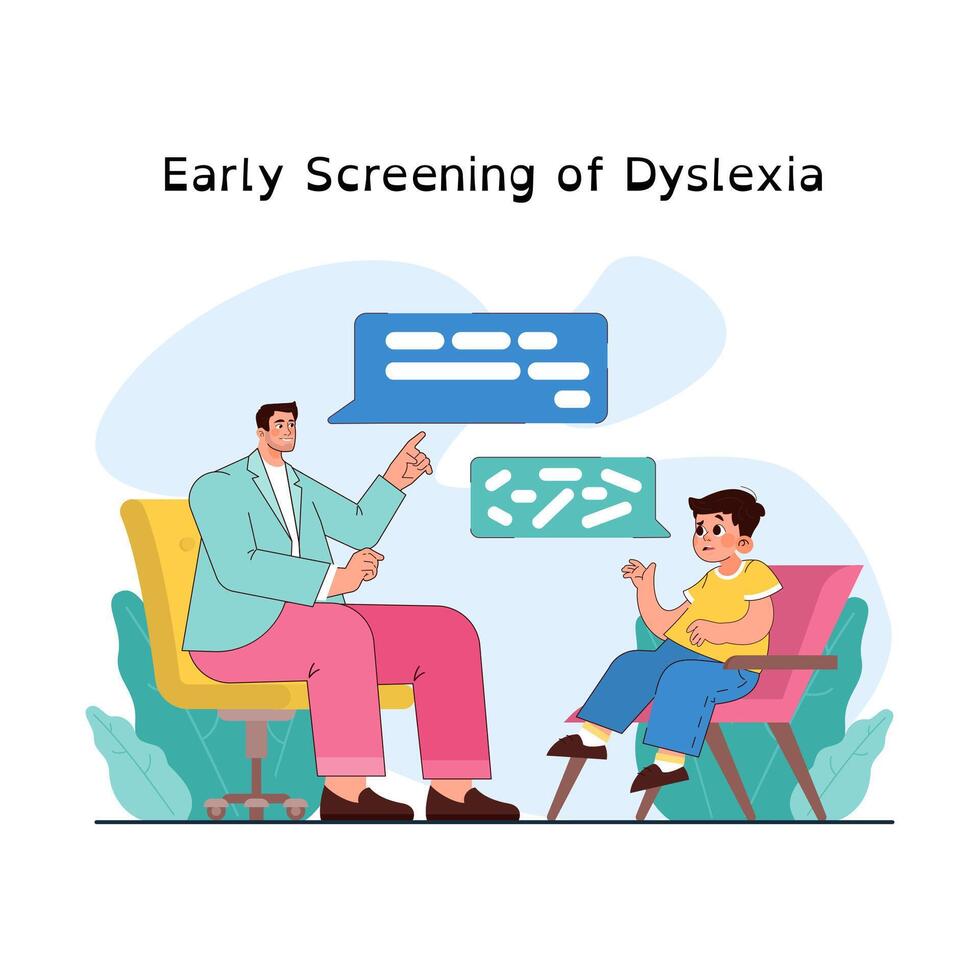 Dyslexia. Learning disorder or disability. Reading, writing or understanding vector