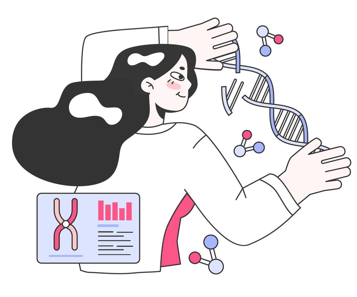 Genetic engineering. Innovative medicine and science technology. Scientist vector