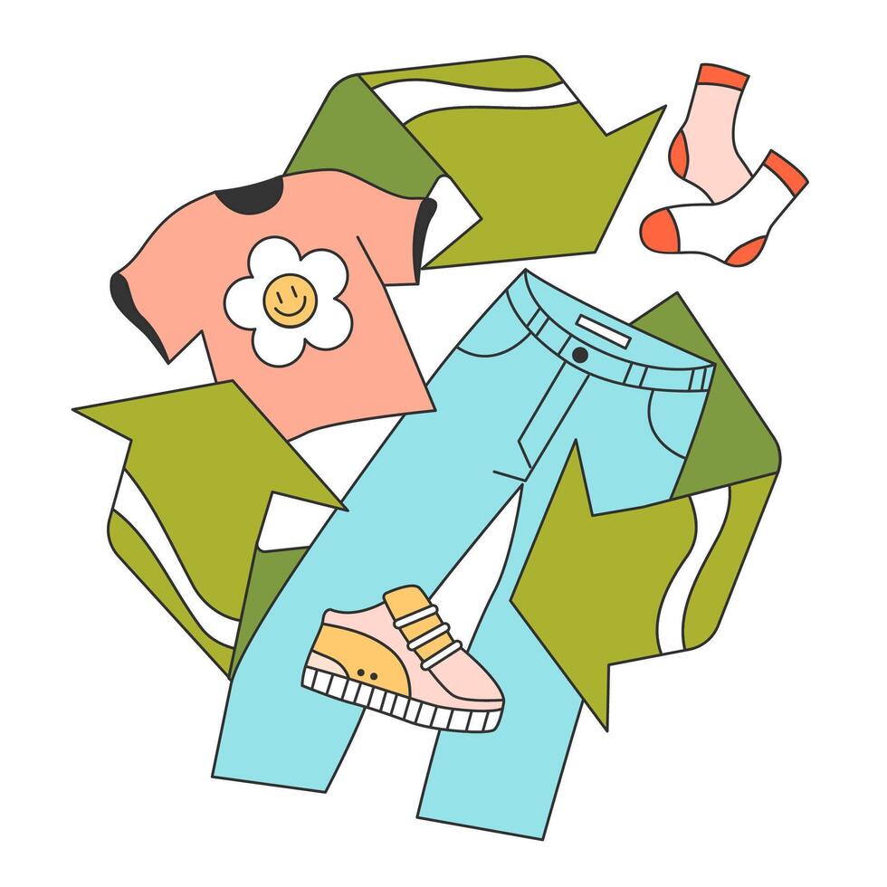 Upcycling. Process and technique of reuse and utilizing waste. Zero waste vector