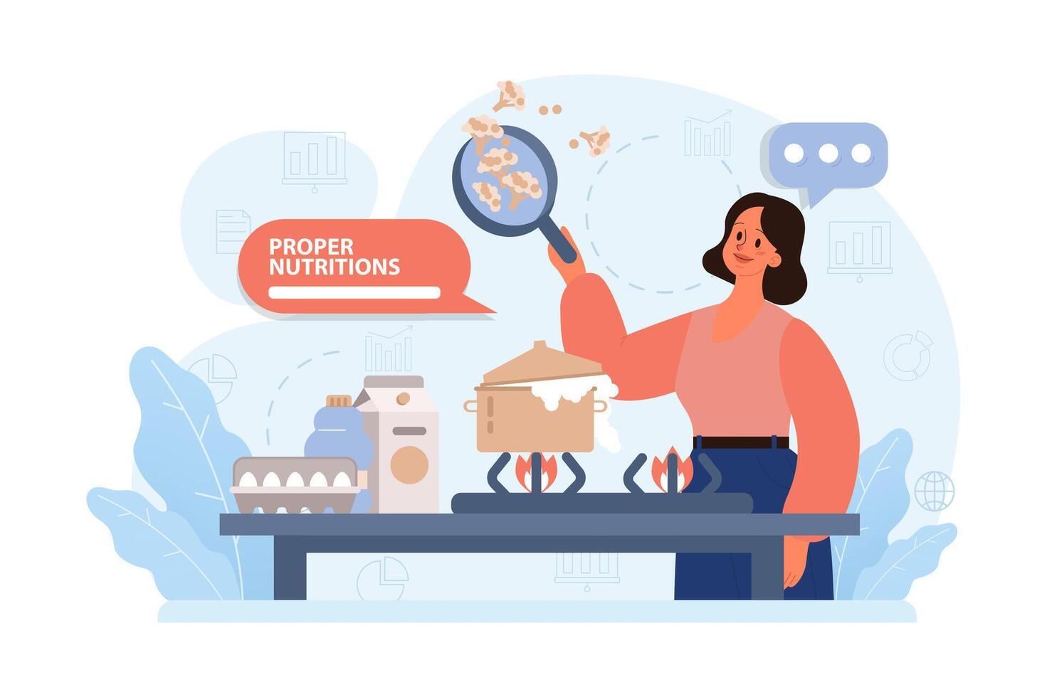 Proper nutrition. Character cooking healthy food. Homemade organic vector
