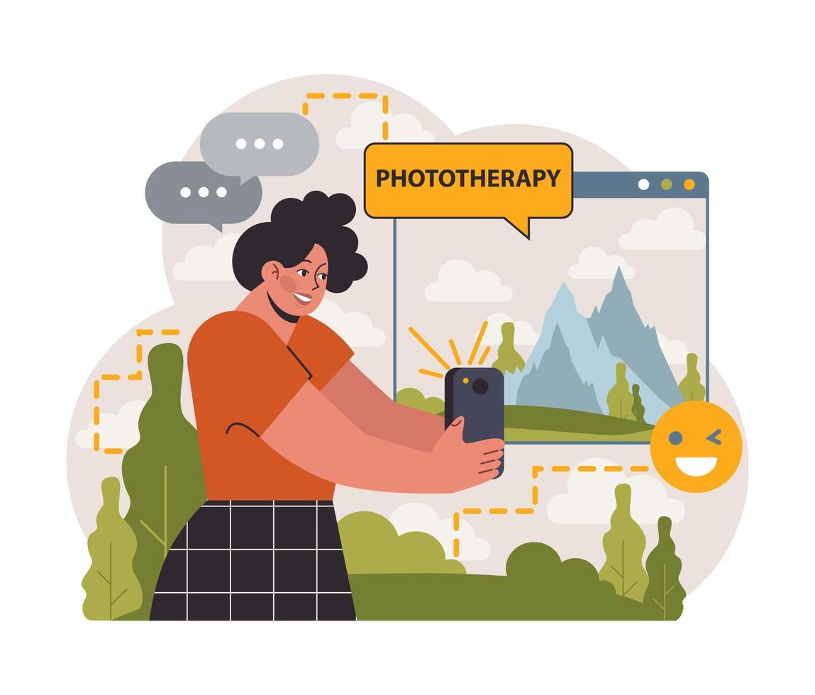 Art therapy. Character developing a creativity. Self-expression idea. vector