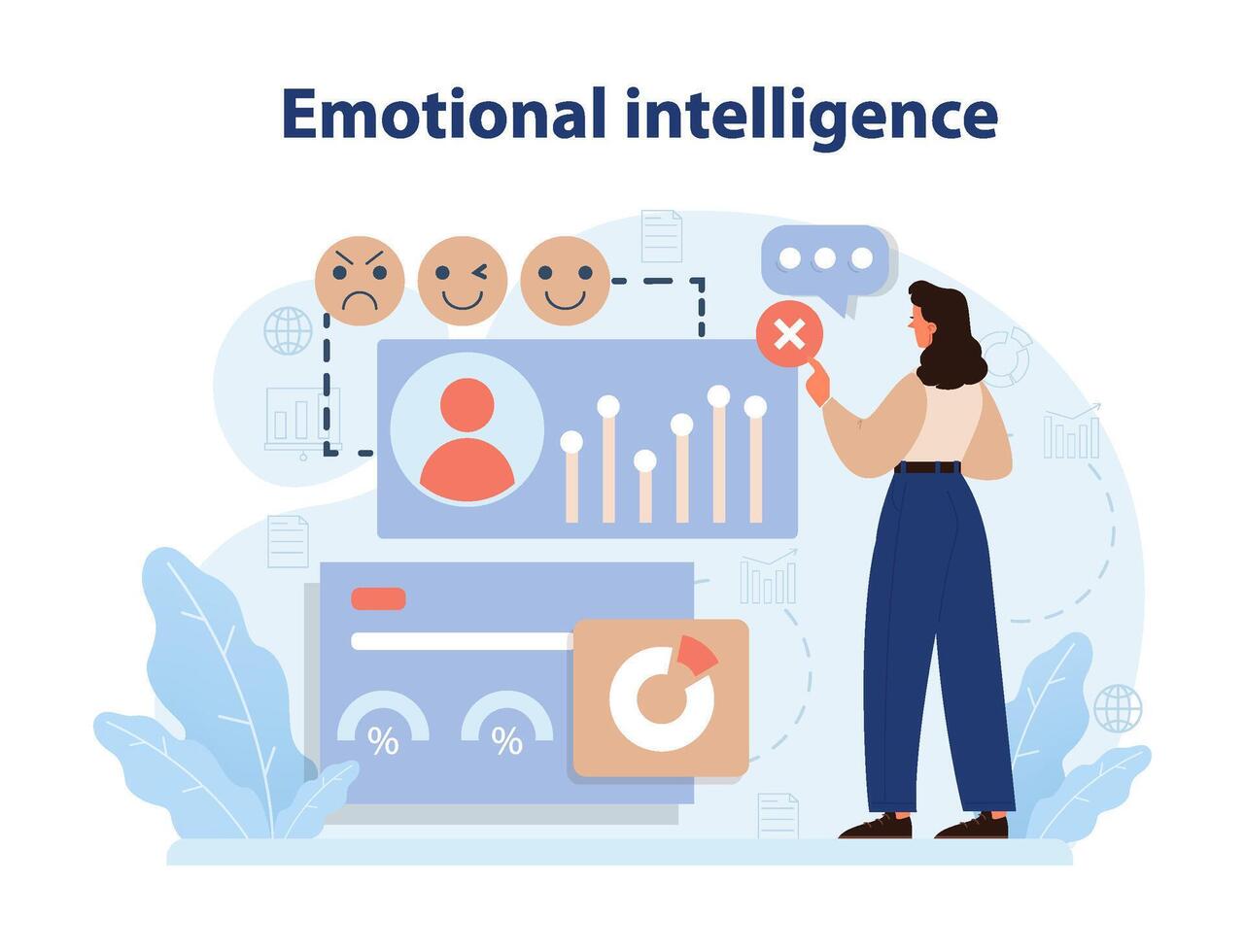 Personal growth. Emotional intelligence. Emotional balance and control vector