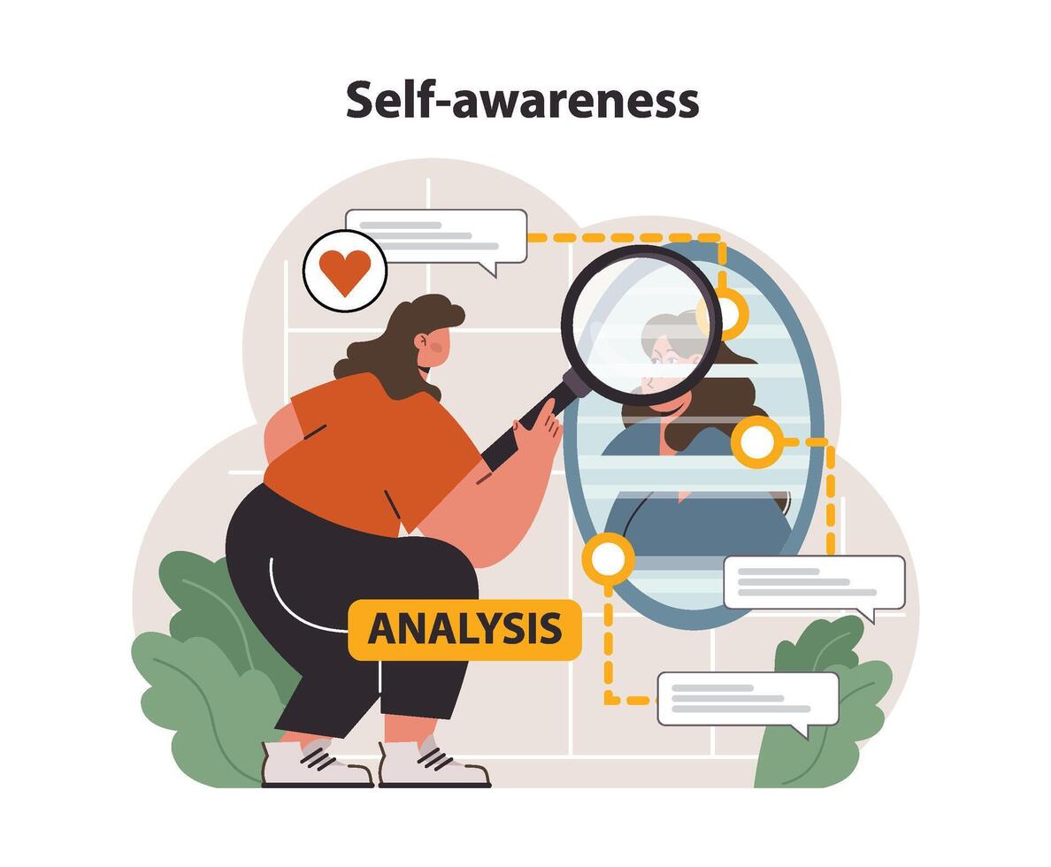 Personal growth. Self-awareness. Professional or personal development. vector