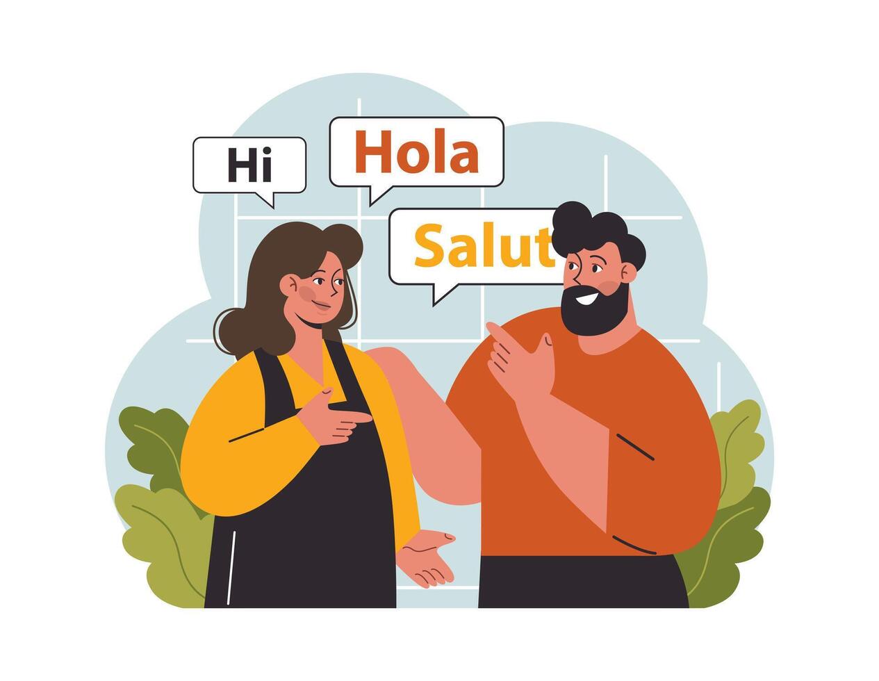 Verbal communication. Interpersonal discussion. Two female character vector