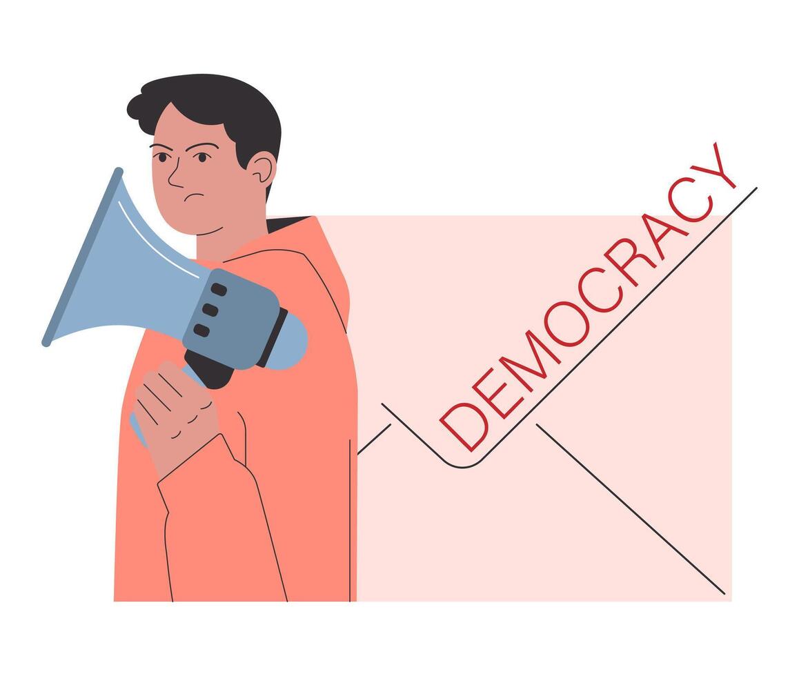 Democracy. Political system, liberty and voting principle. Rule of law vector