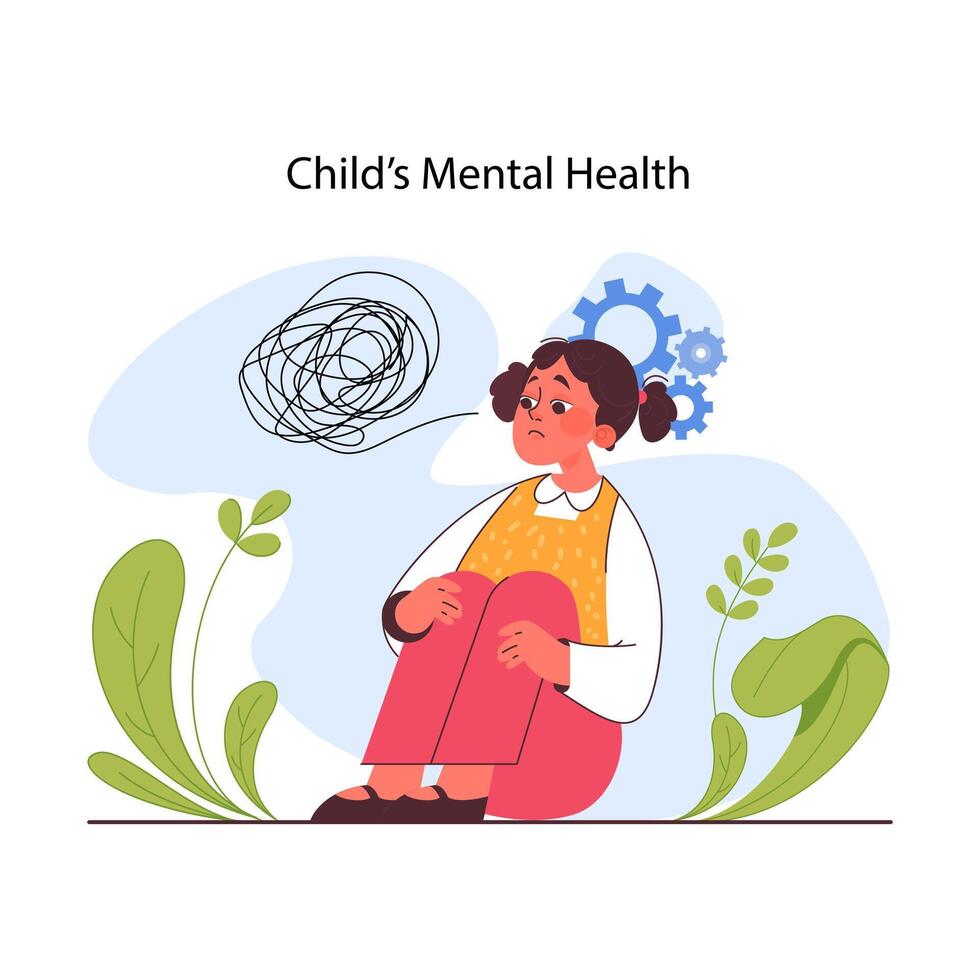 Child cognitive development. Children mental health. Modern approach vector