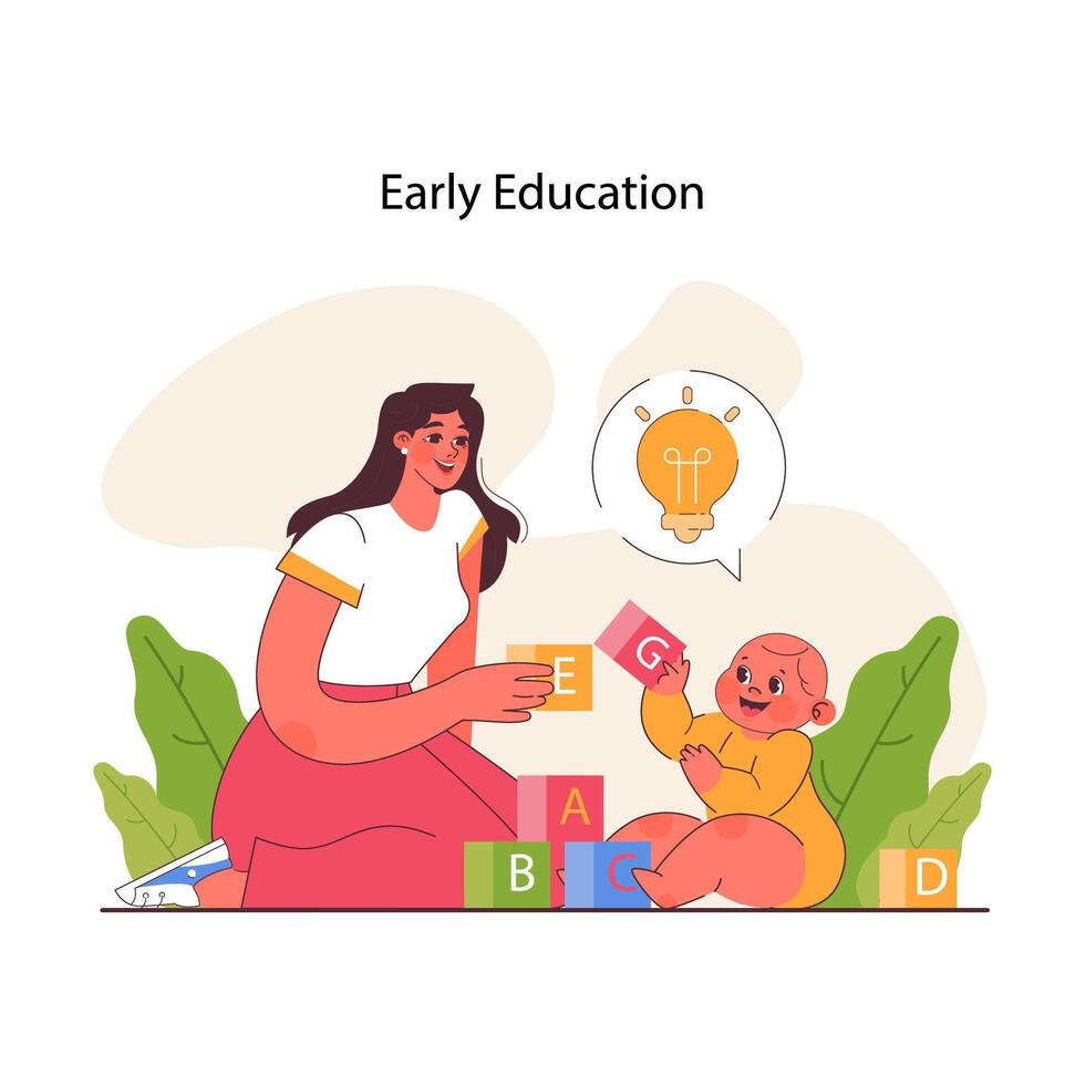 Child early development. Cognitive, physical and emotional skills development. vector