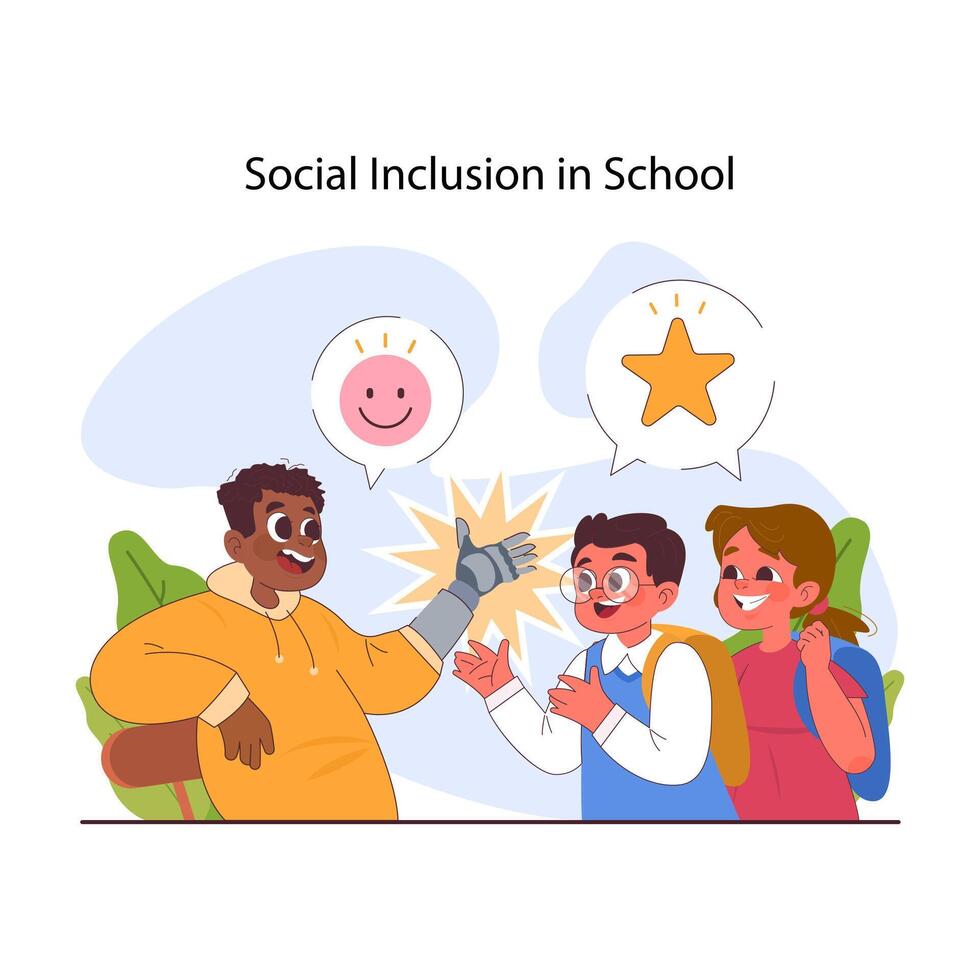Inclusive education. Equal educational opportunities and accessible environment vector