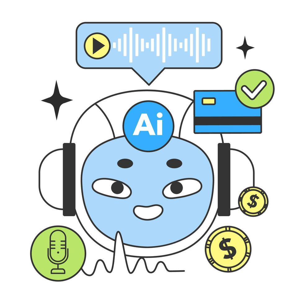 Banking industry automatization with artificial intelligence. Fintech vector