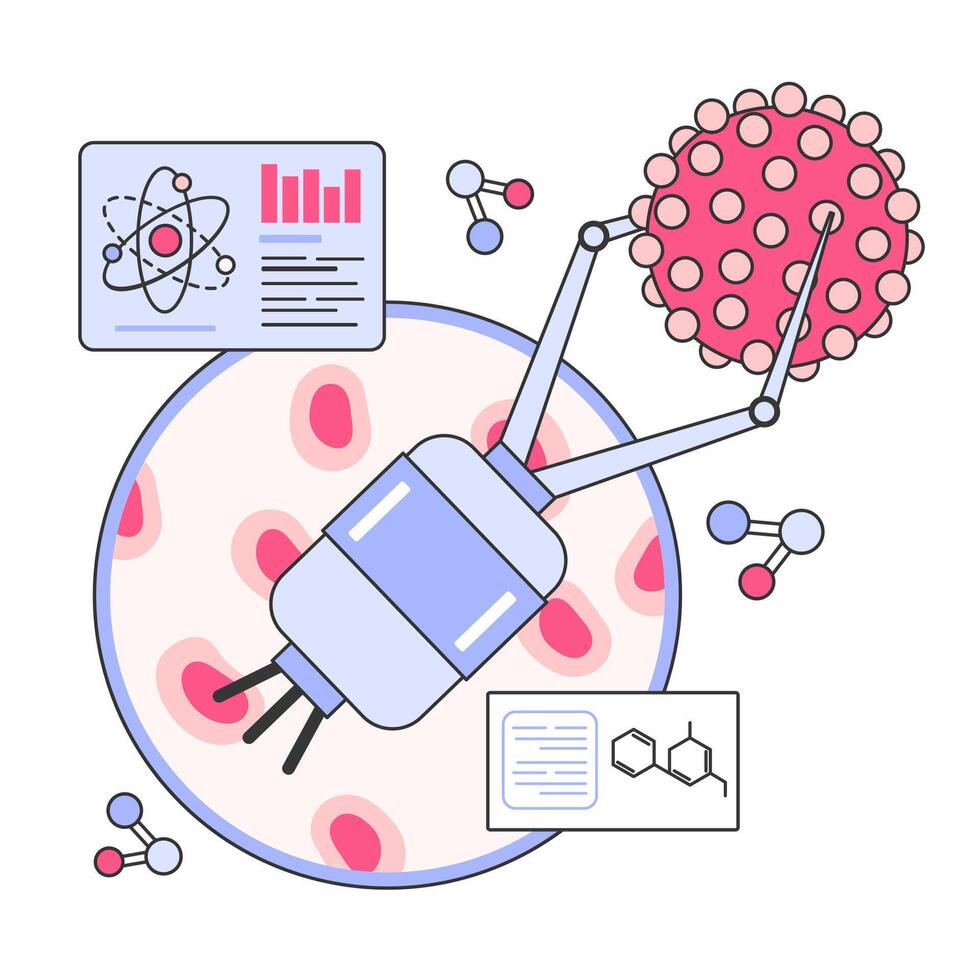 Healthtech. Nanotechnology for disease prevention and treatment vector