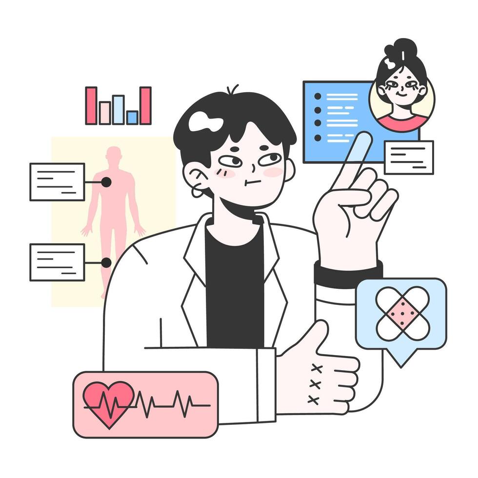 Telemedicine. Online consultation with a doctor. Remote medical treatment vector