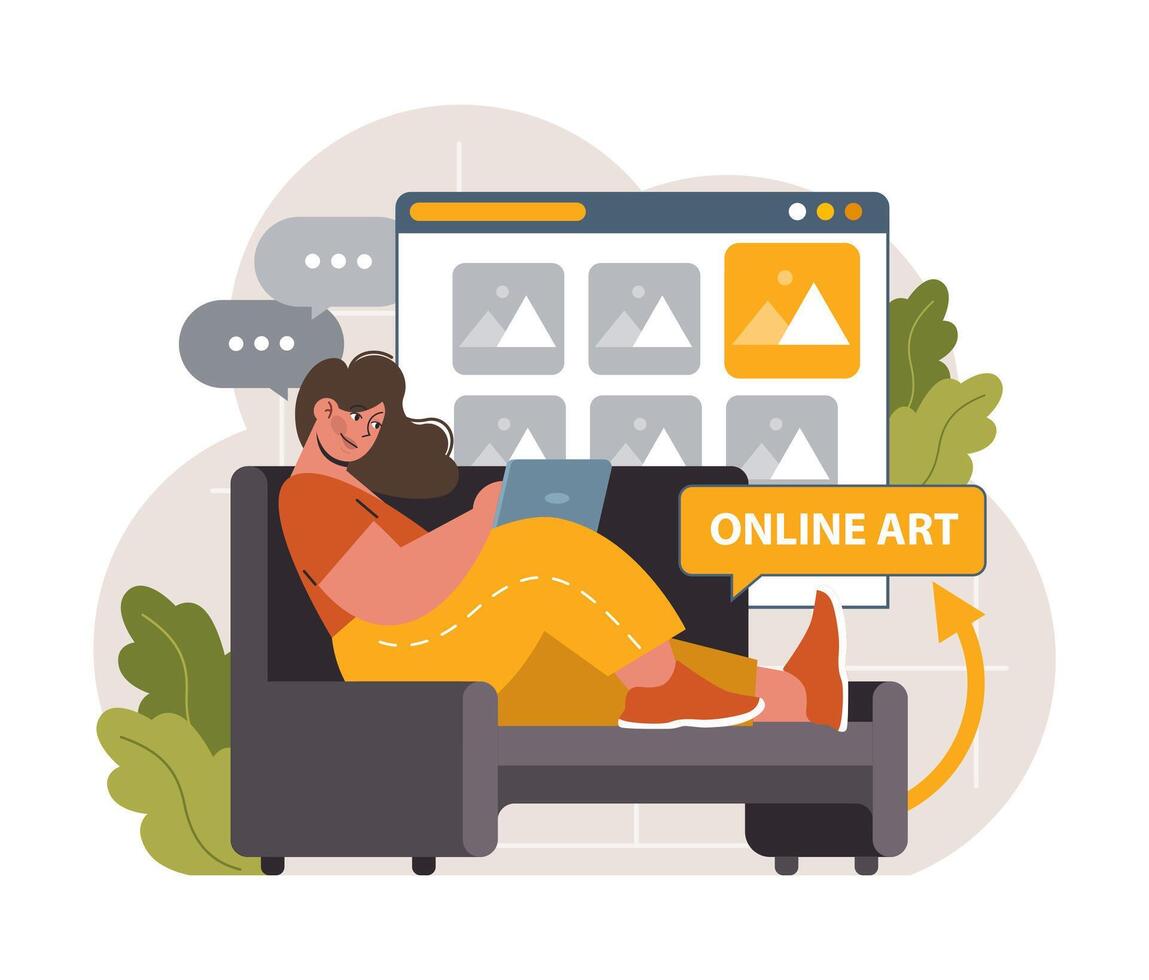 Art therapy. Character developing a creativity. Self-expression idea. vector