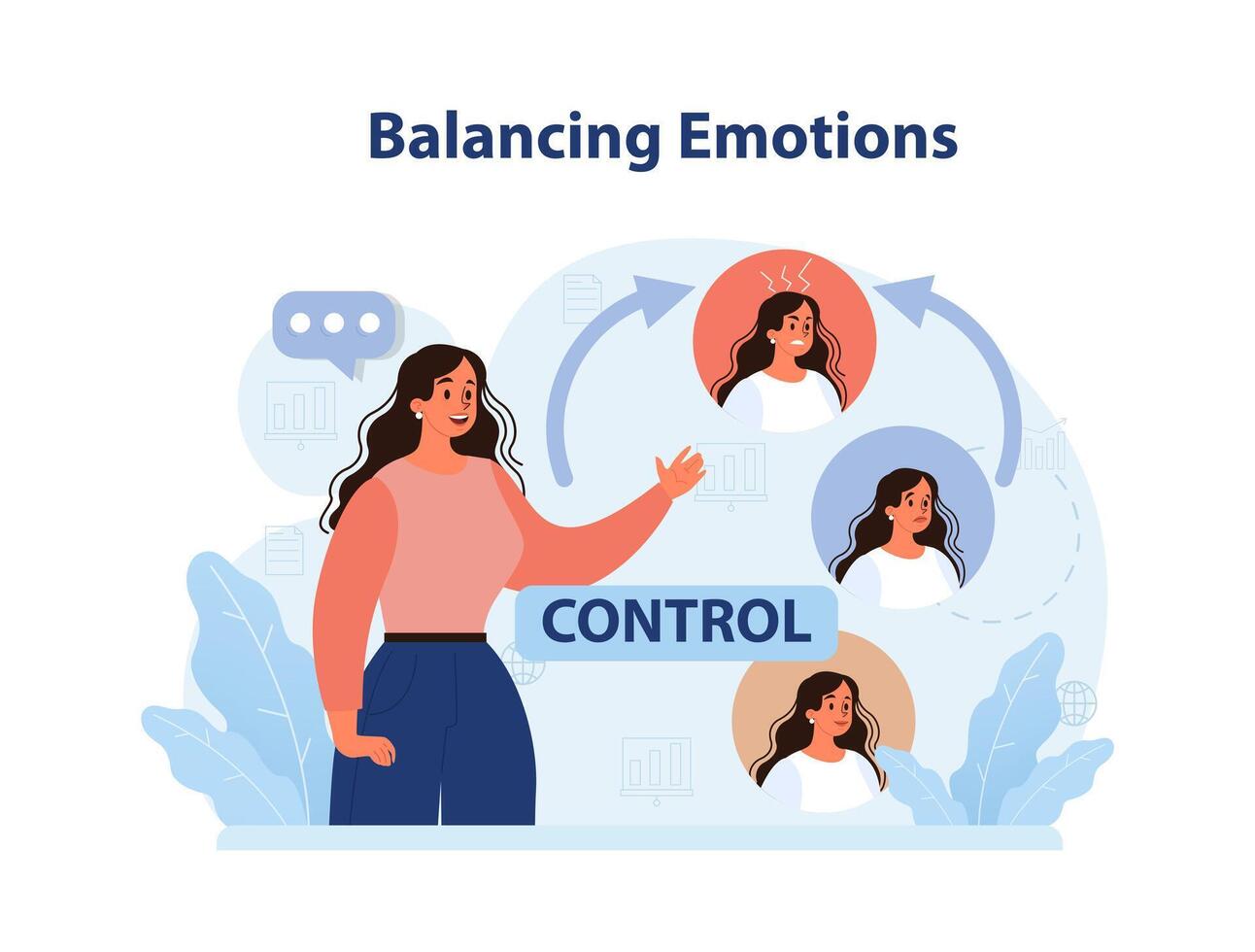Psychology. Emotional balance and control over feelings. Self-regulation vector