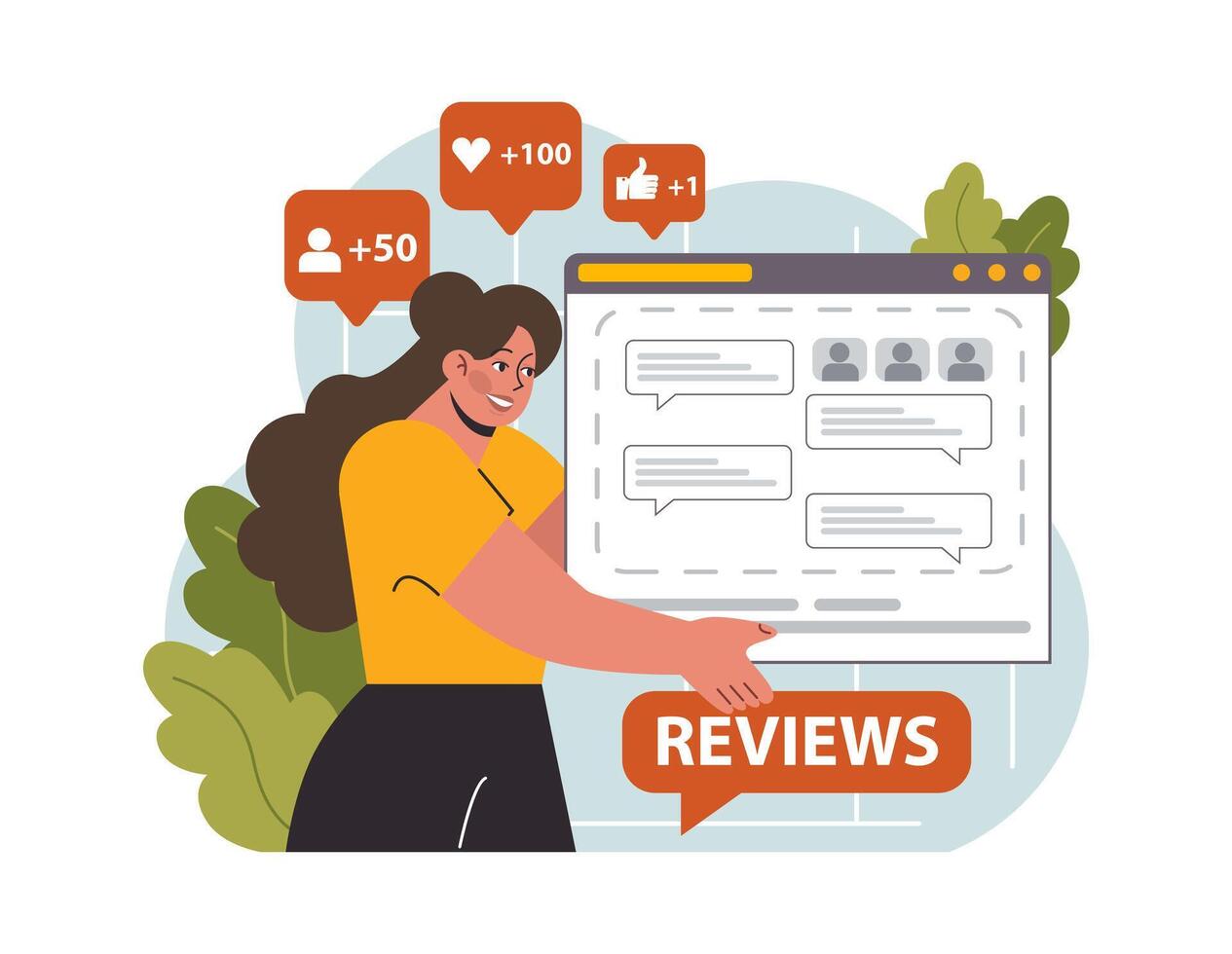 Online communication. Customer reviews. Consumer communication vector