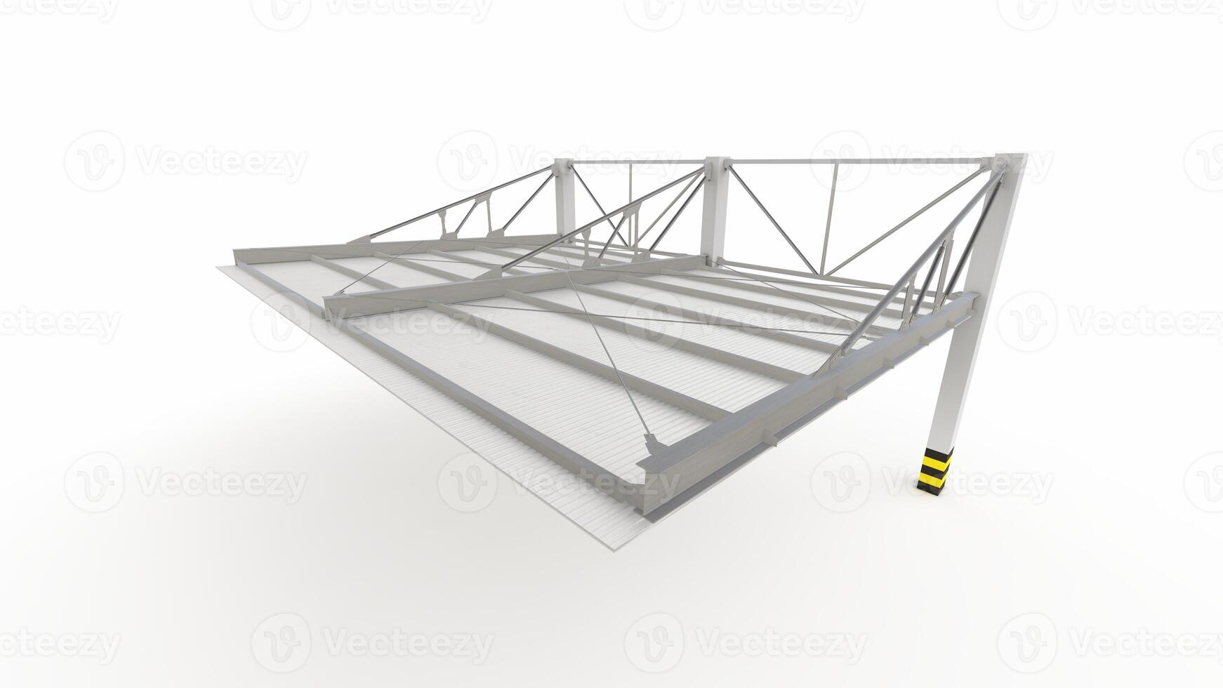 Large parking roof 3D model and illustration with design elements such as metal, architecture. photo