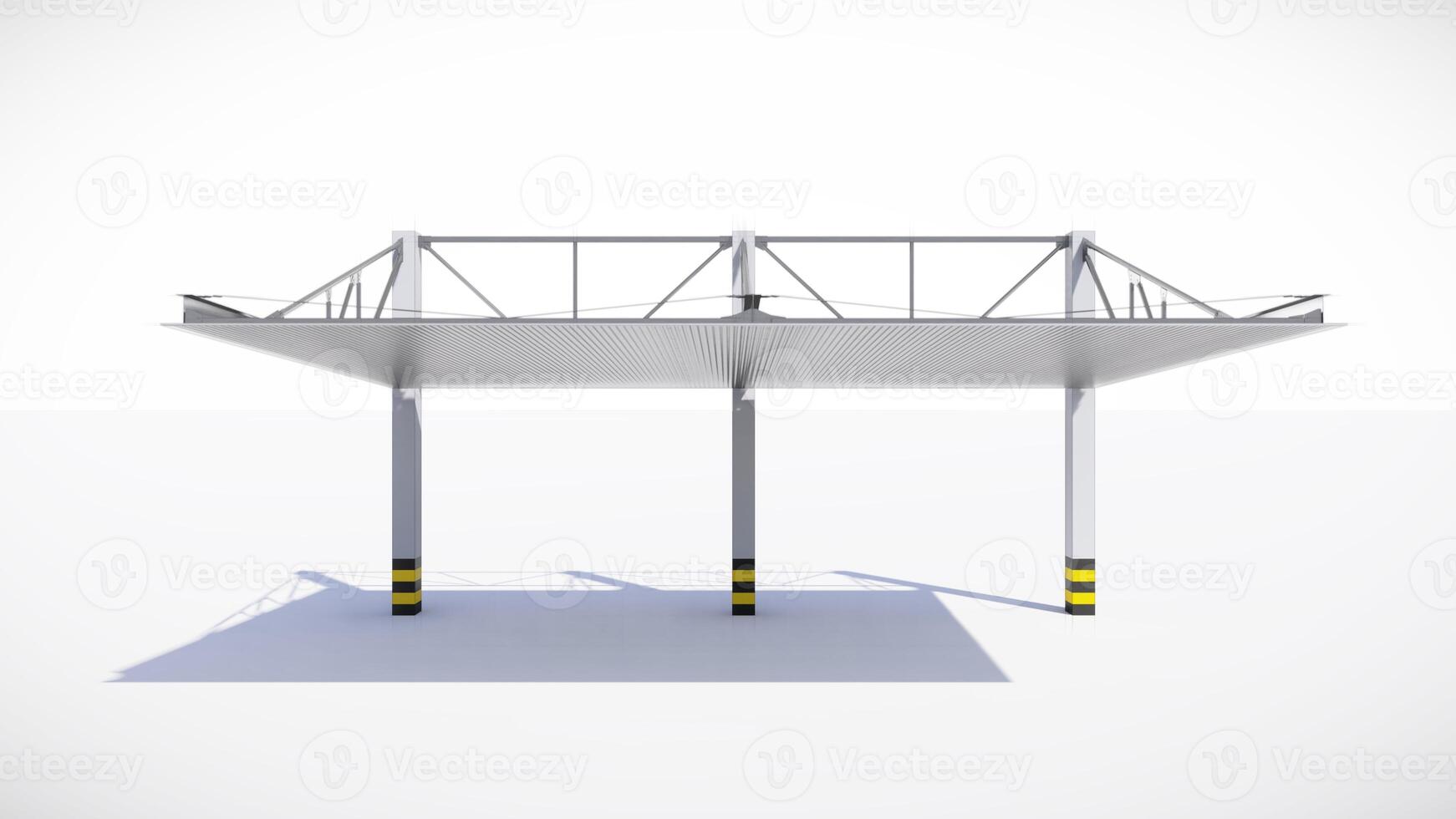 Large parking roof 3D model and illustration with design elements such as metal, architecture. photo