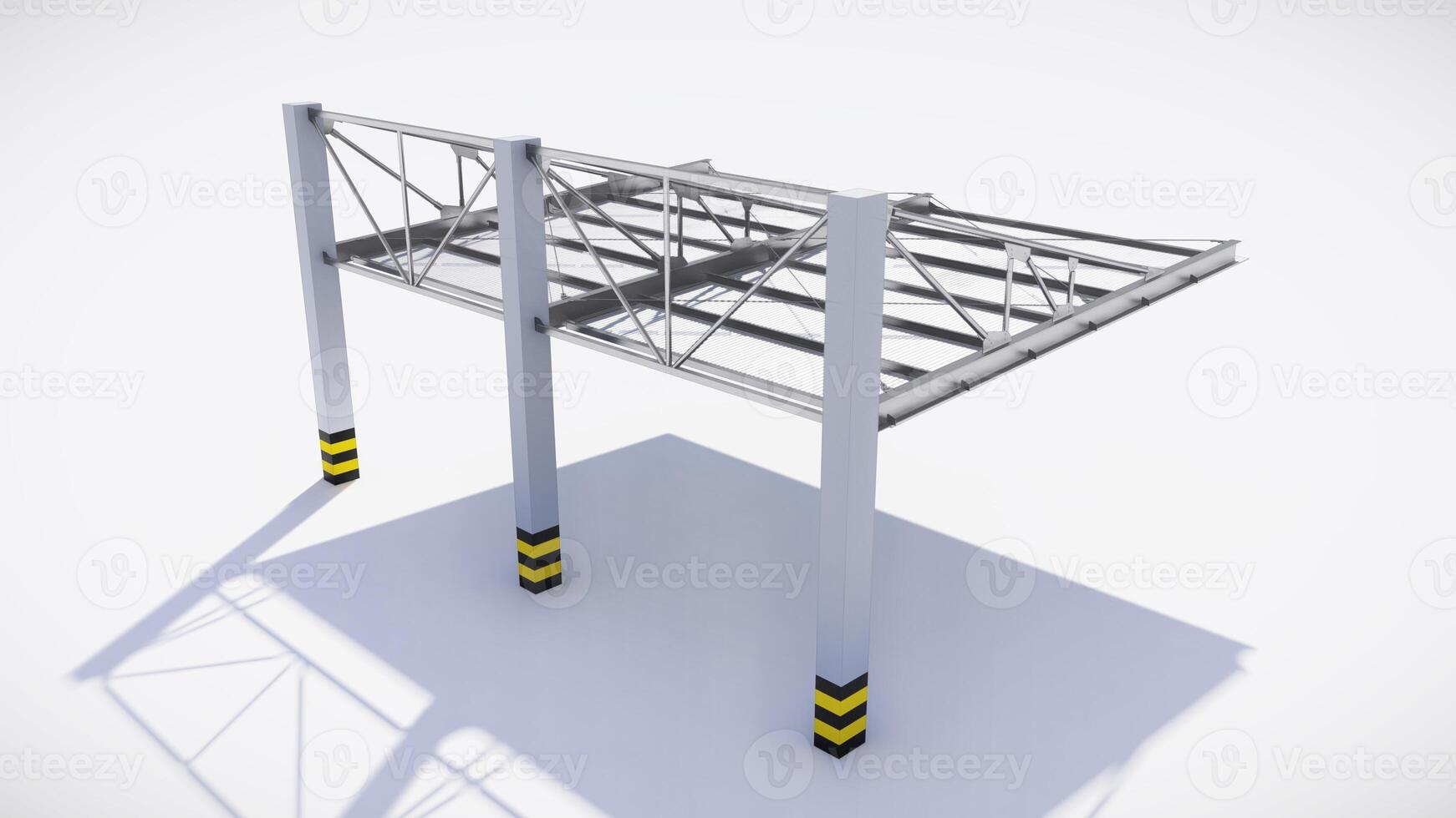 Large parking roof 3D model and illustration with design elements such as metal, architecture. photo