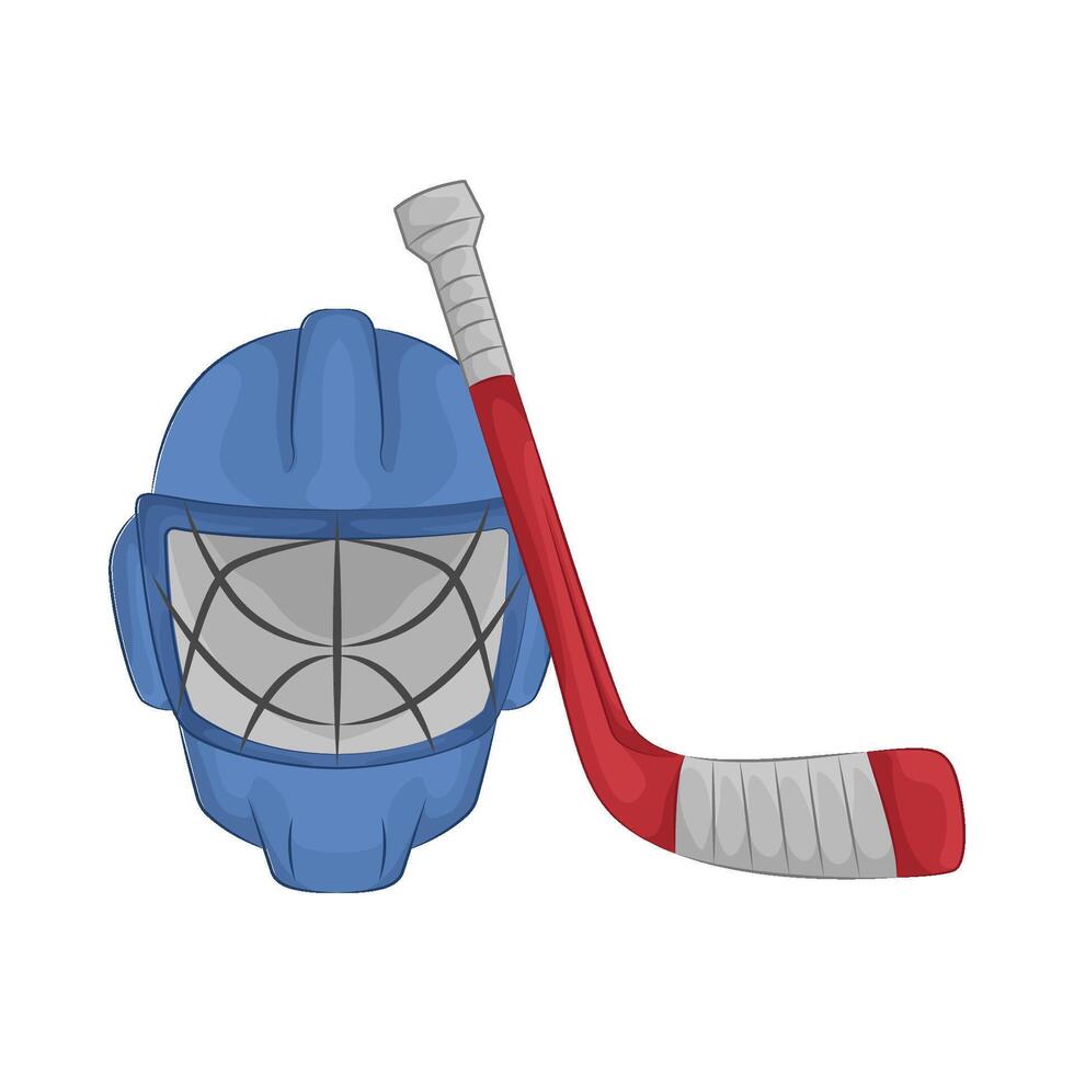 Illustration of hockey helmet and hockey stick vector