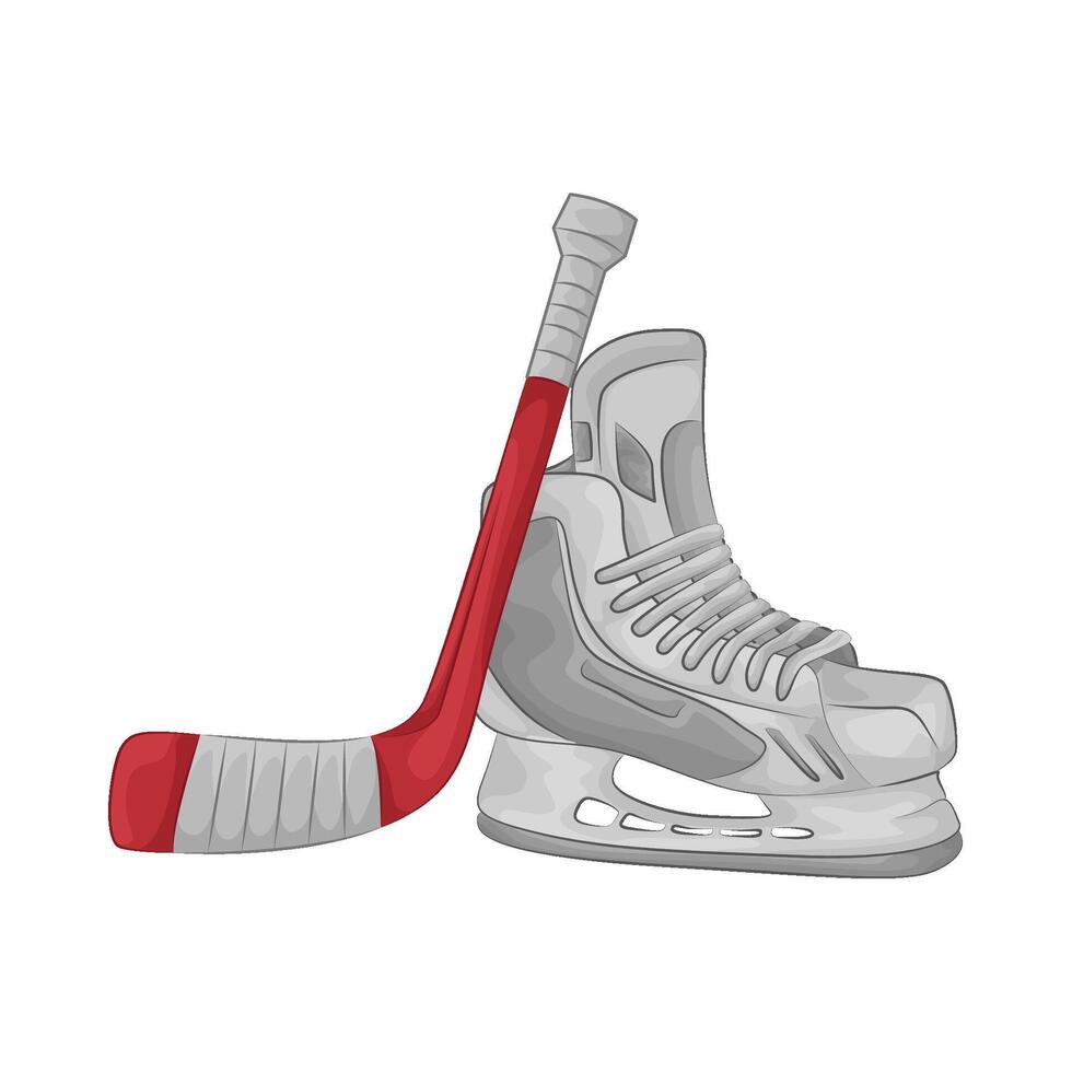 Illustration of hockey shoes and hockey stick vector