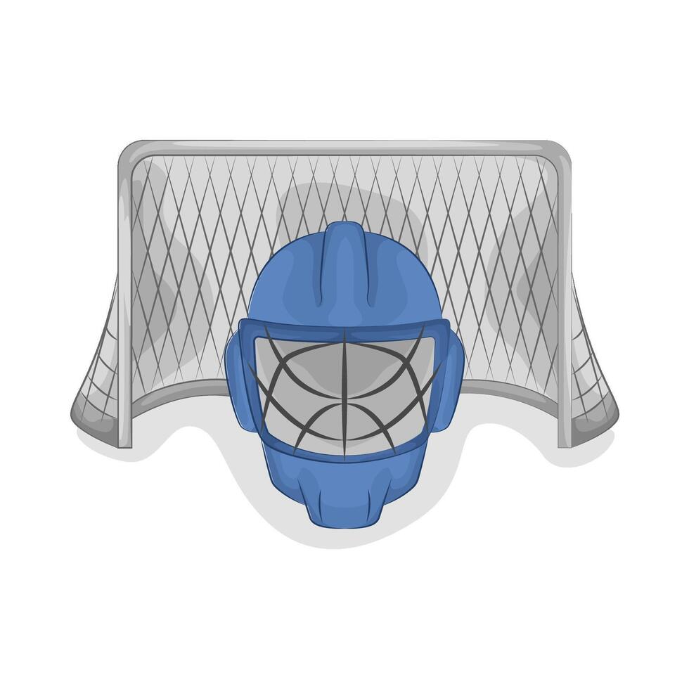 Illustration of hockey helmet and hockey goal vector
