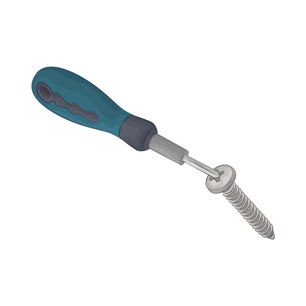 Illustration of screw and screwdriver vector