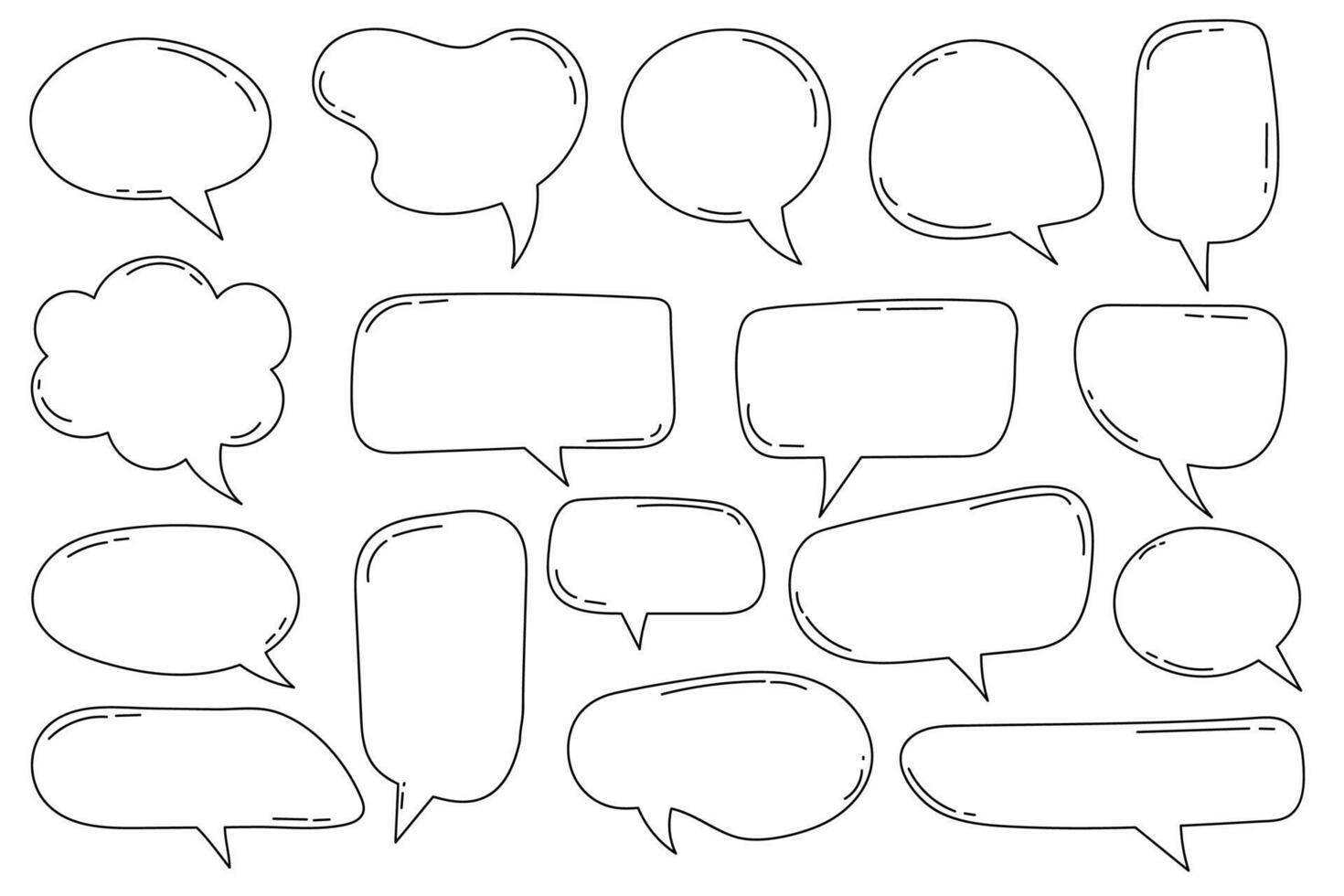 Hand drawn outline speech bubbles collection vector