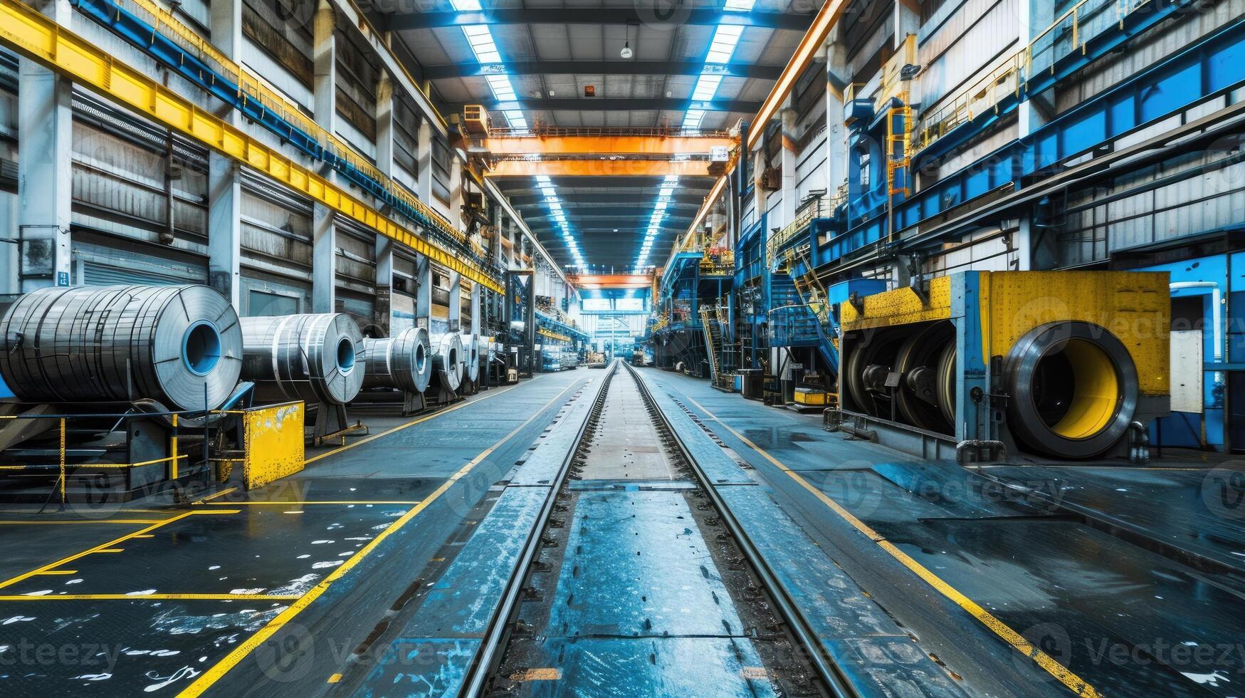 Industrial and Manufacturing Engineers and technicians working in industry refinery or power plant with blurred lights and structures in the background photo