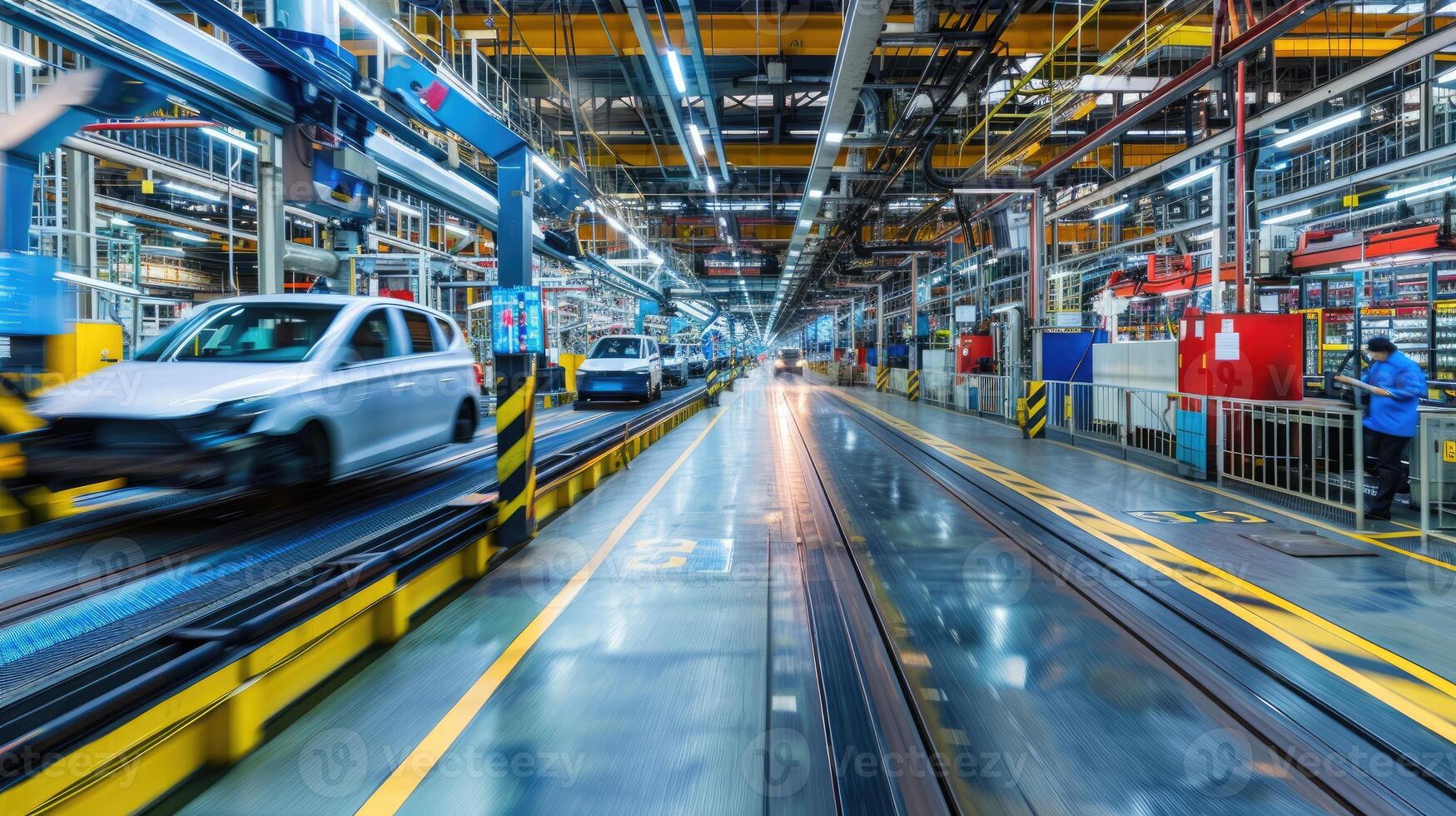 Industrial and Manufacturing Engineers and technicians working in industry refinery or power plant with blurred lights and structures in the background photo