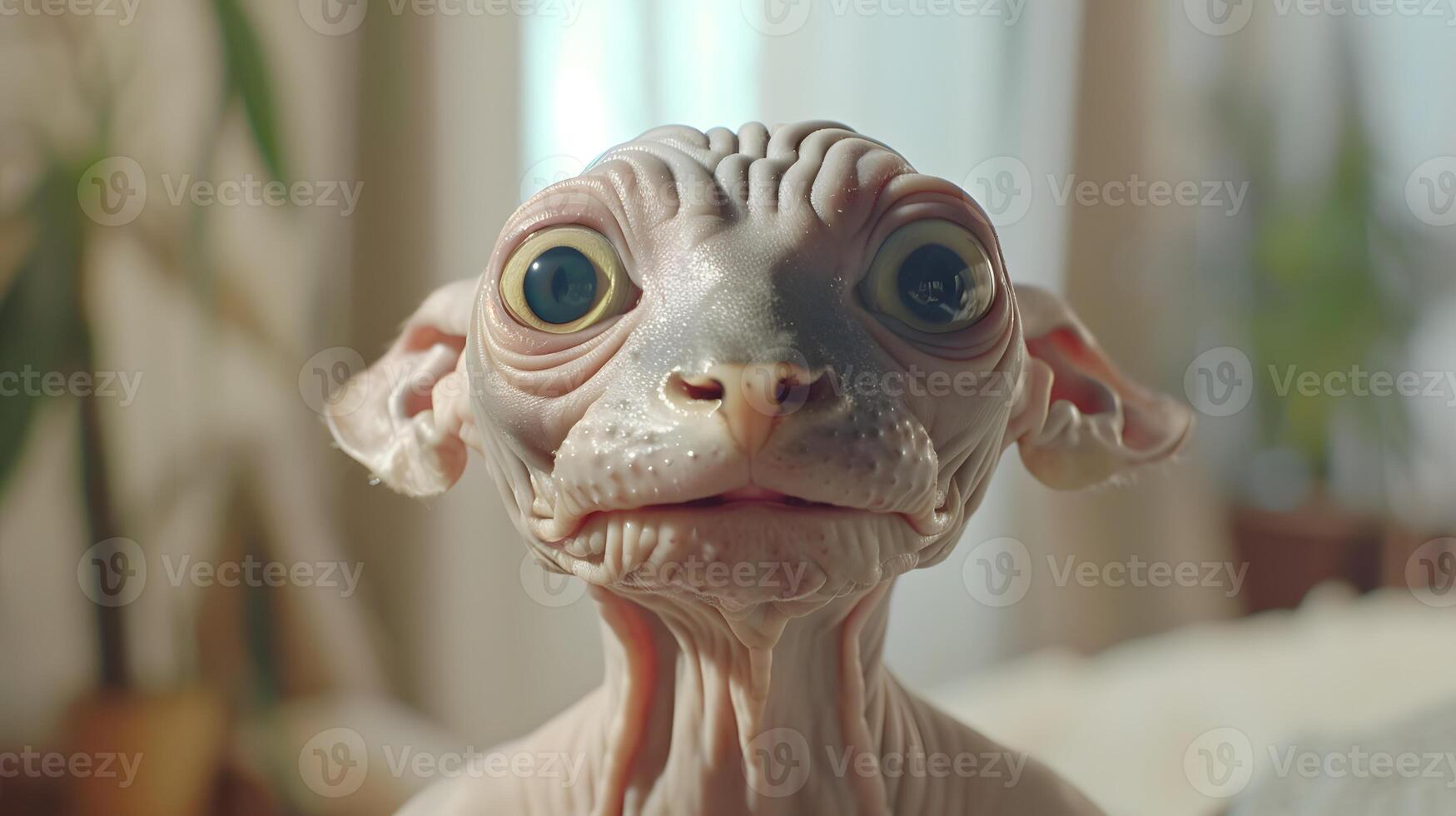 Sphynx cat, hairless, wrinkled skin photo