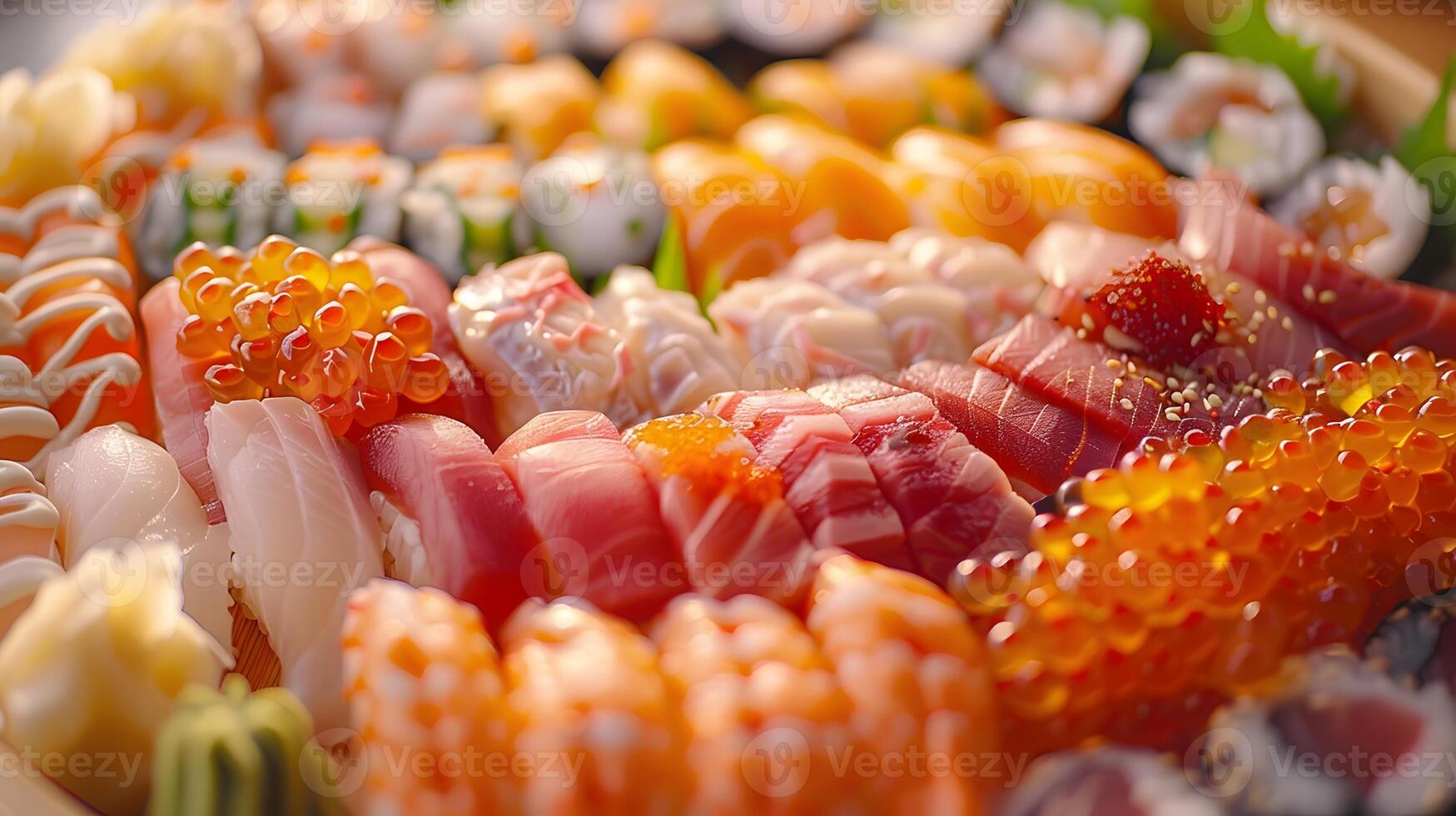 Sushi platter with assorted nigiri and sashimi photo