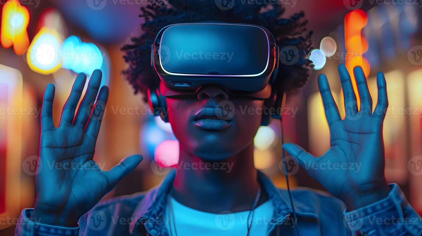 Virtual reality headset in use photo